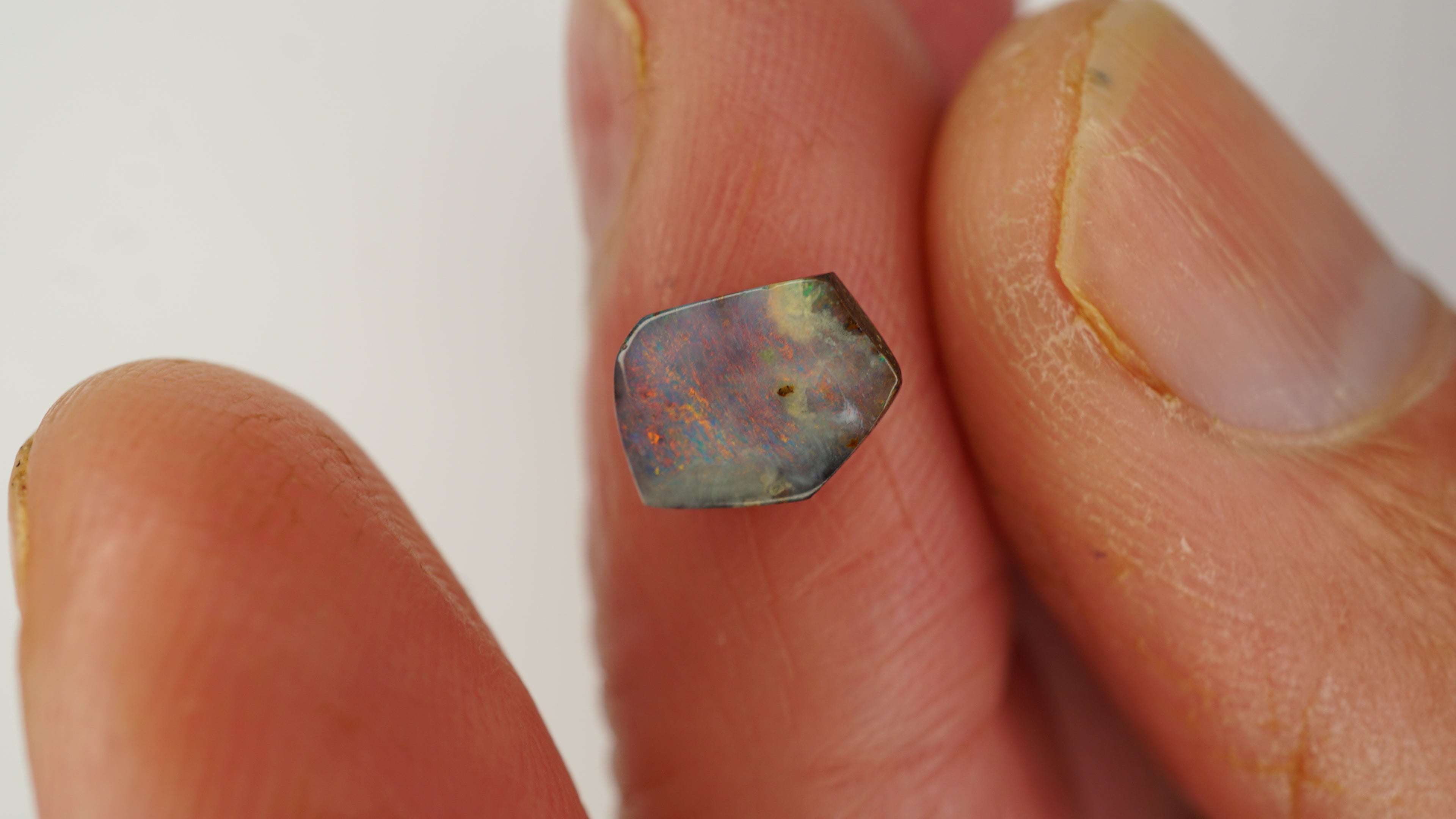 Embergrain Boulder Opal - Light Brown with Bright Red Pinfire