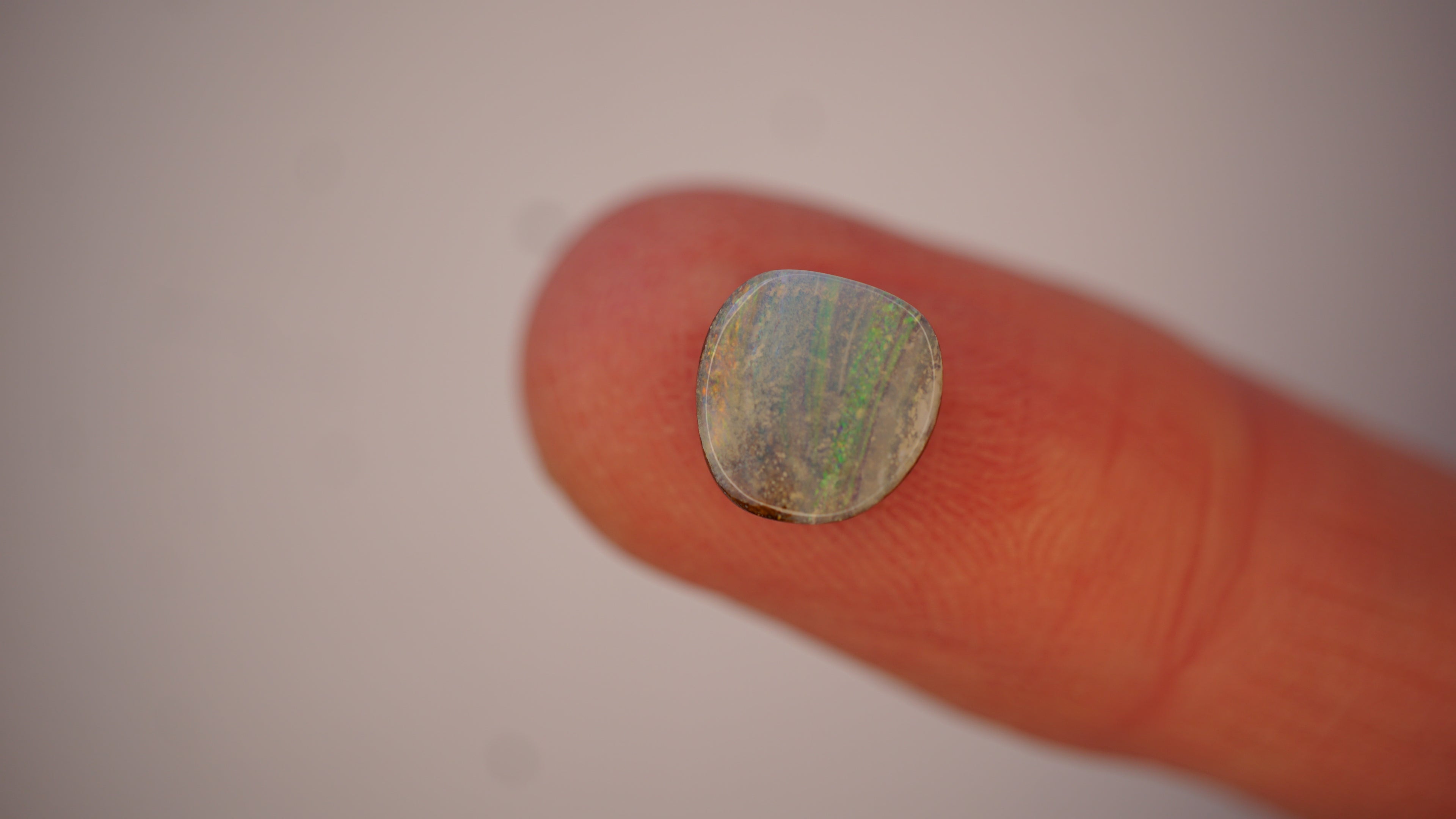 2.8 ct Pale Blue Boulder Opal - Green & Crimson Streaked Colour Play