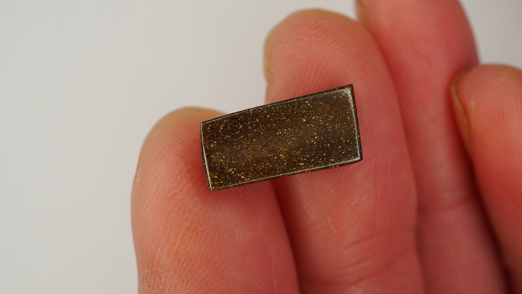 5.8 ct Rectangular Purple Boulder Opal - Green Pinfire Banding