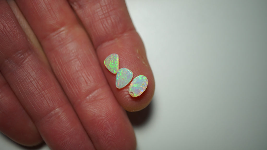 2.75ct Crystal Boulder Opal Trio - Green & Gold Pinfire with Red Highlights