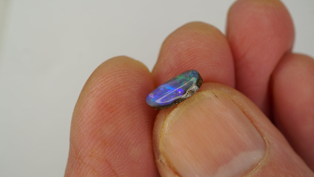 1.3ct Boulder Opal - Electric Green & Blue Fire on Blue Host Body Tone
