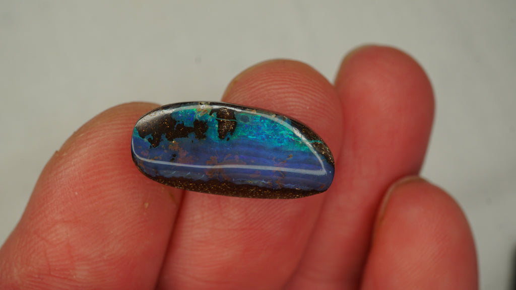 9.1ct Boulder Opal - Aqua & Steel Blue Play on Medium-Deep Blue Host Body Tone