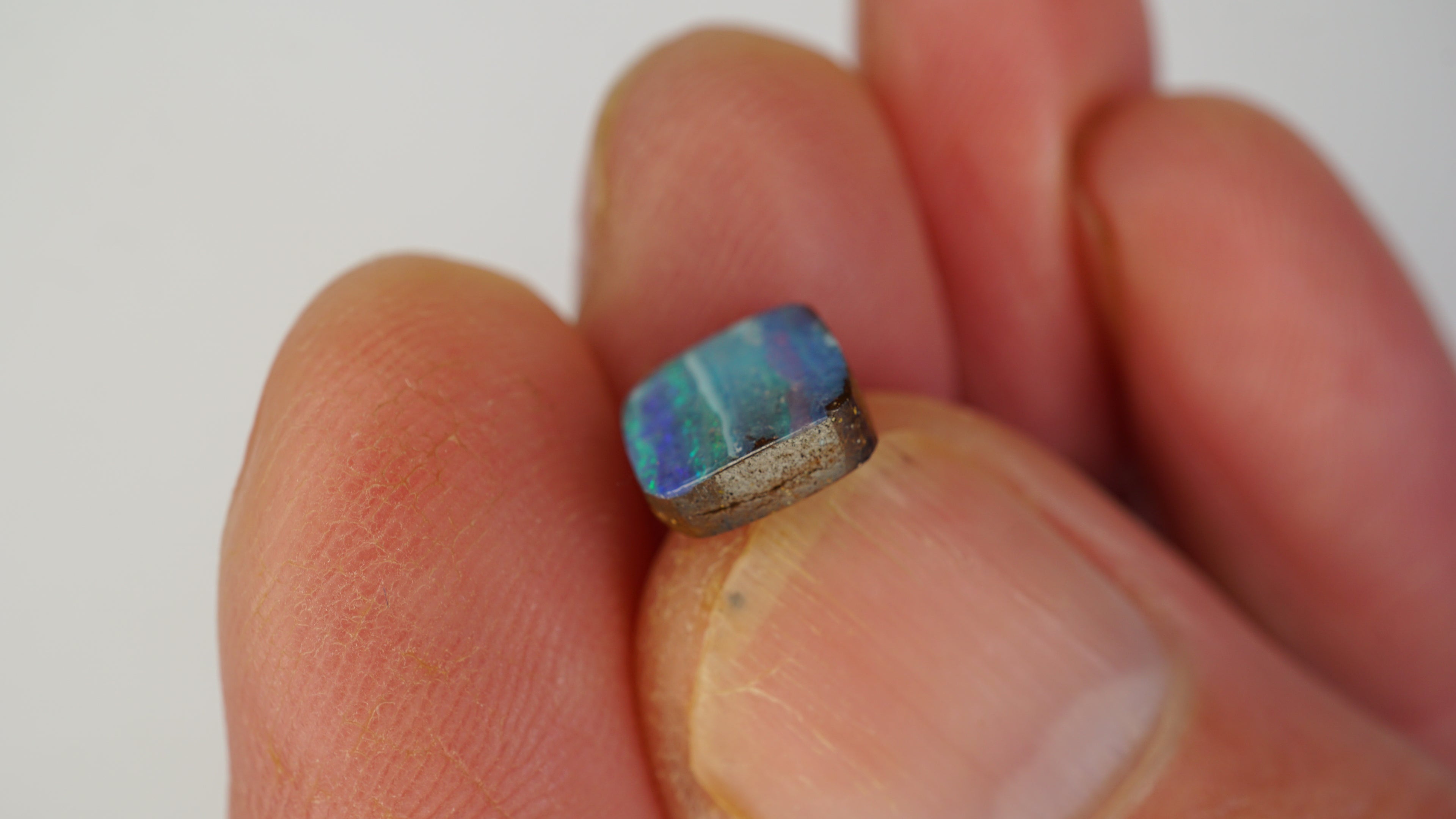 2.2 ct Square Blue Boulder Opal - Green, Blue & Purple Colour Bands