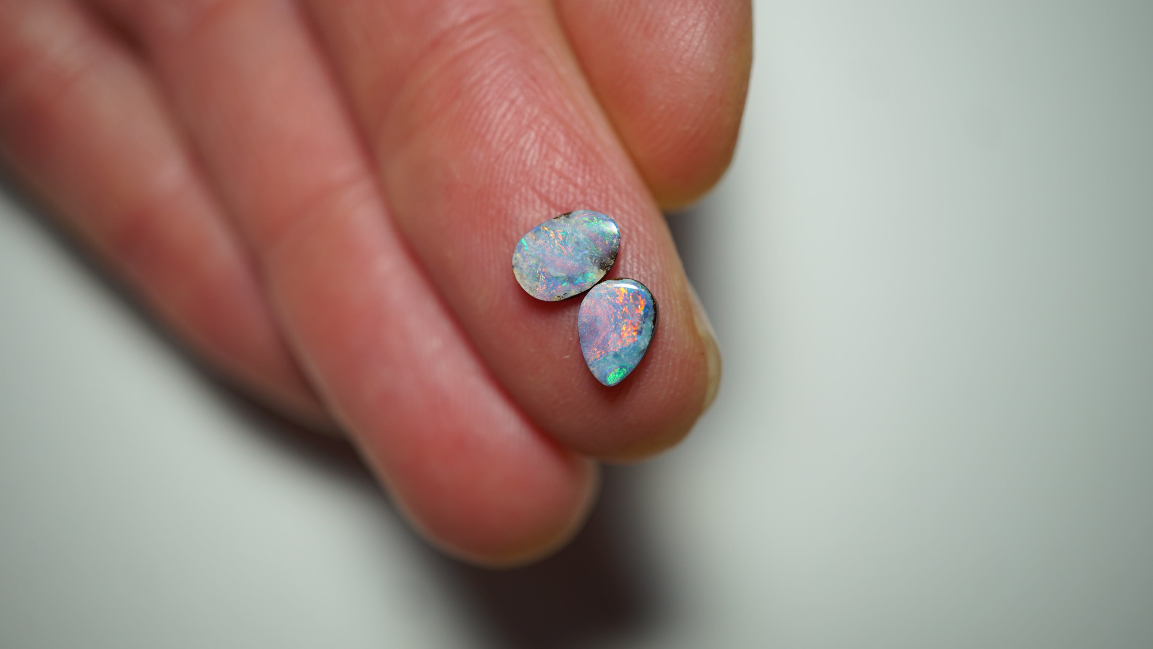 1.3ct Fiery Lavender Boulder Opal Pair - Magenta & Green Flash