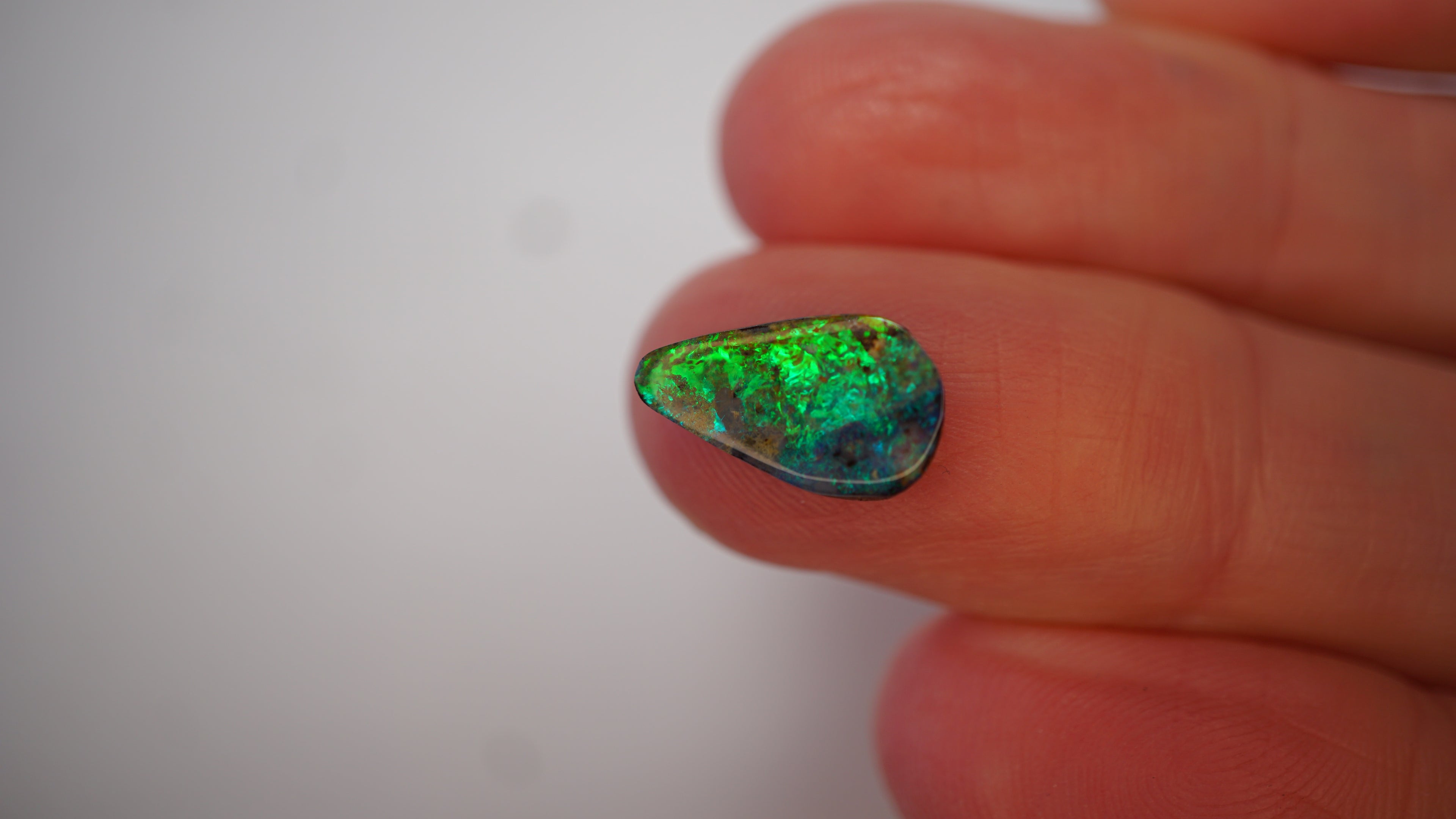2.4ct Boulder Opal - Neon Green Broad Flash