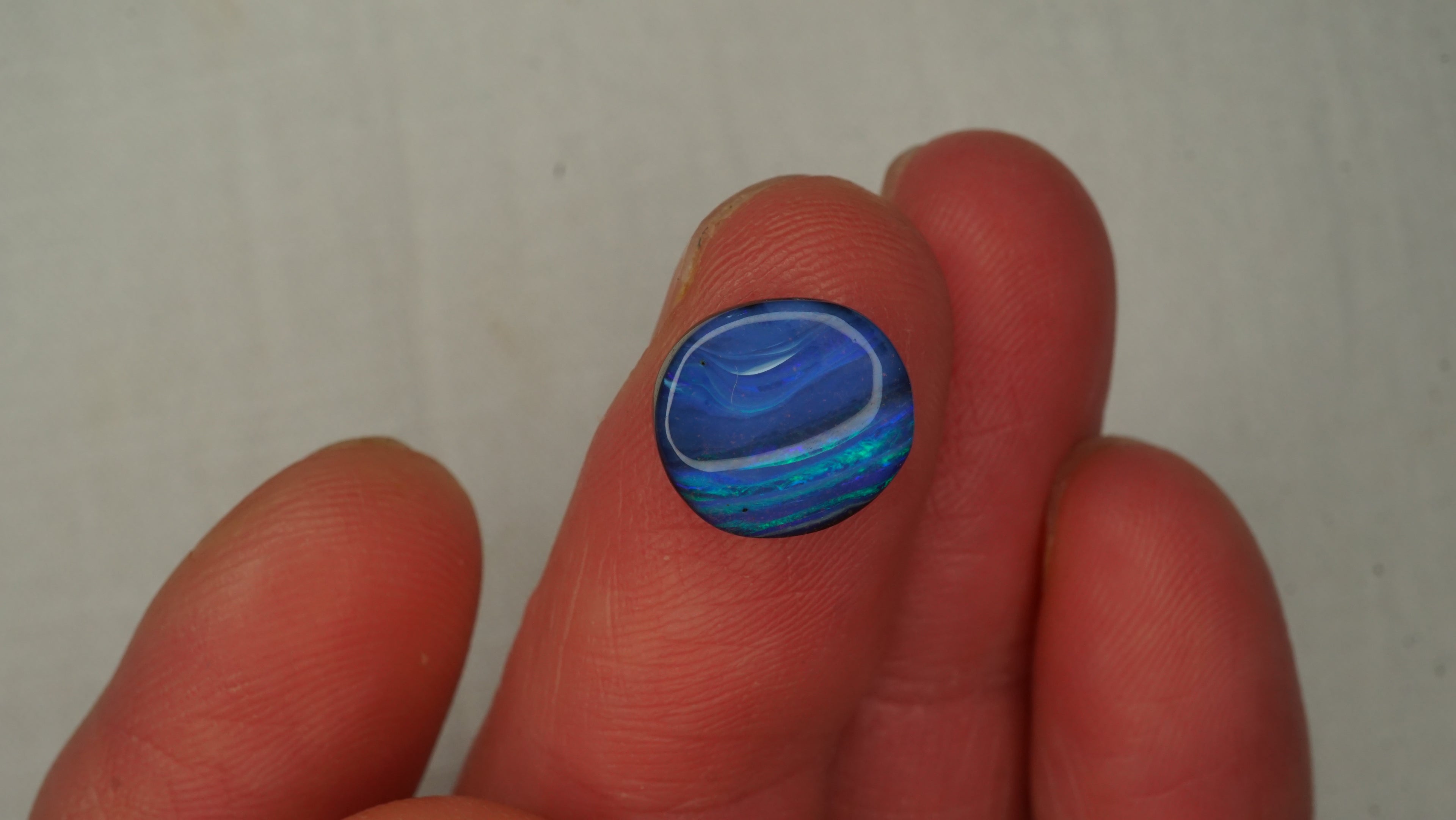 5.3ct Boulder Opal - Aqua, Green & Electric Blue Fire on Deep Blue Host Body Tone