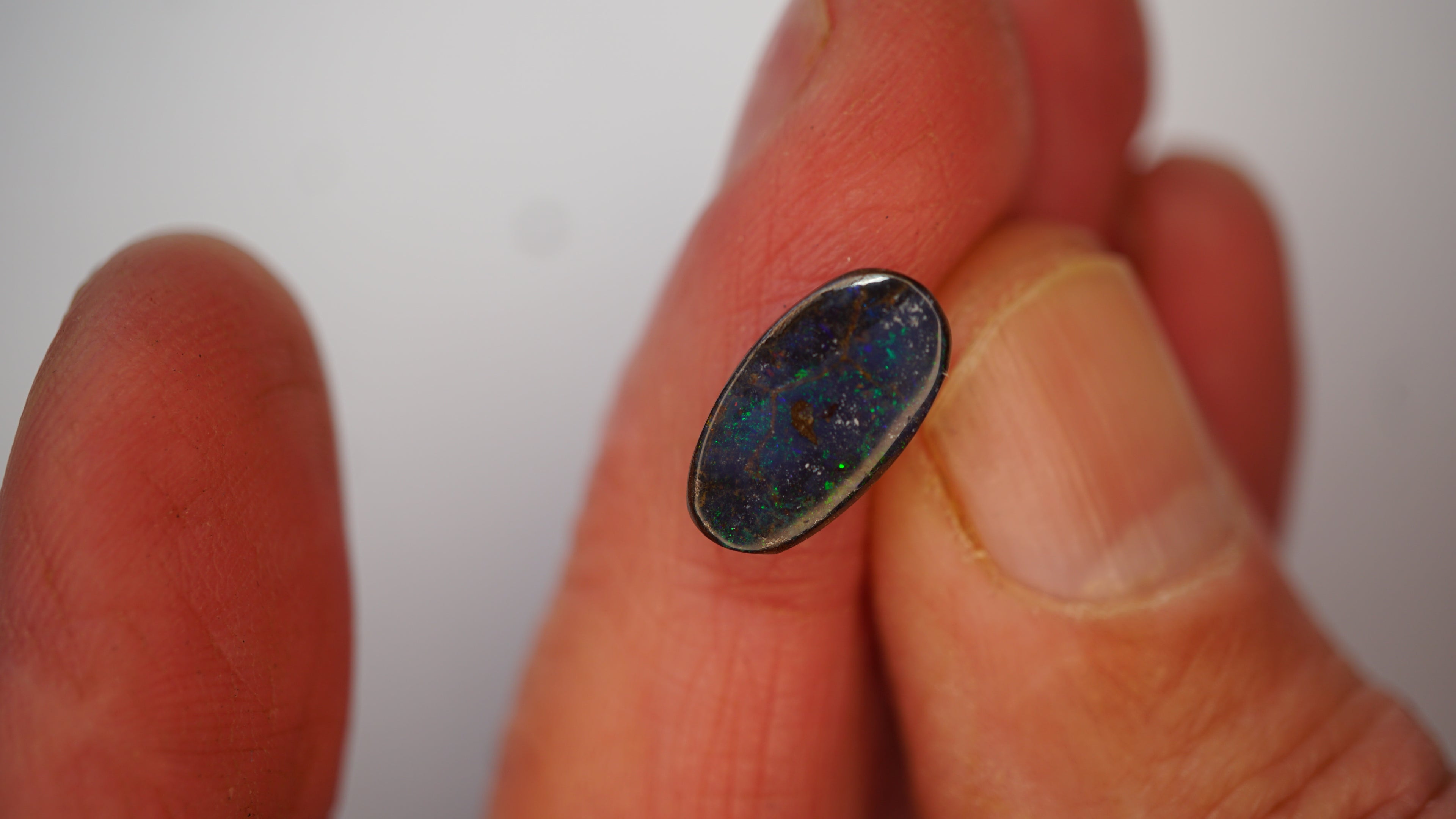 3.0ct Boulder Opal - Bright Green Fire on Dark Base
