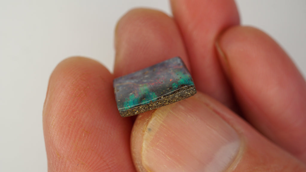 4.0 ct Rectangular Boulder Opal - Layered Structure with Crimson & Green Colour