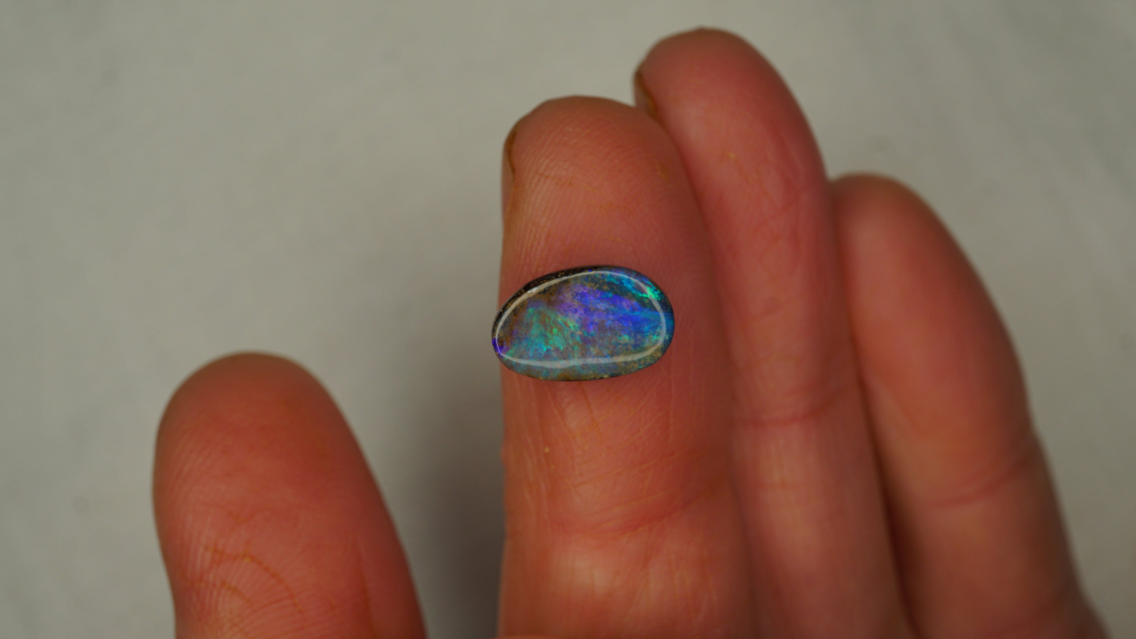 3.5ct Boulder Opal - Green & Blue Play on Blue Host Body Tone