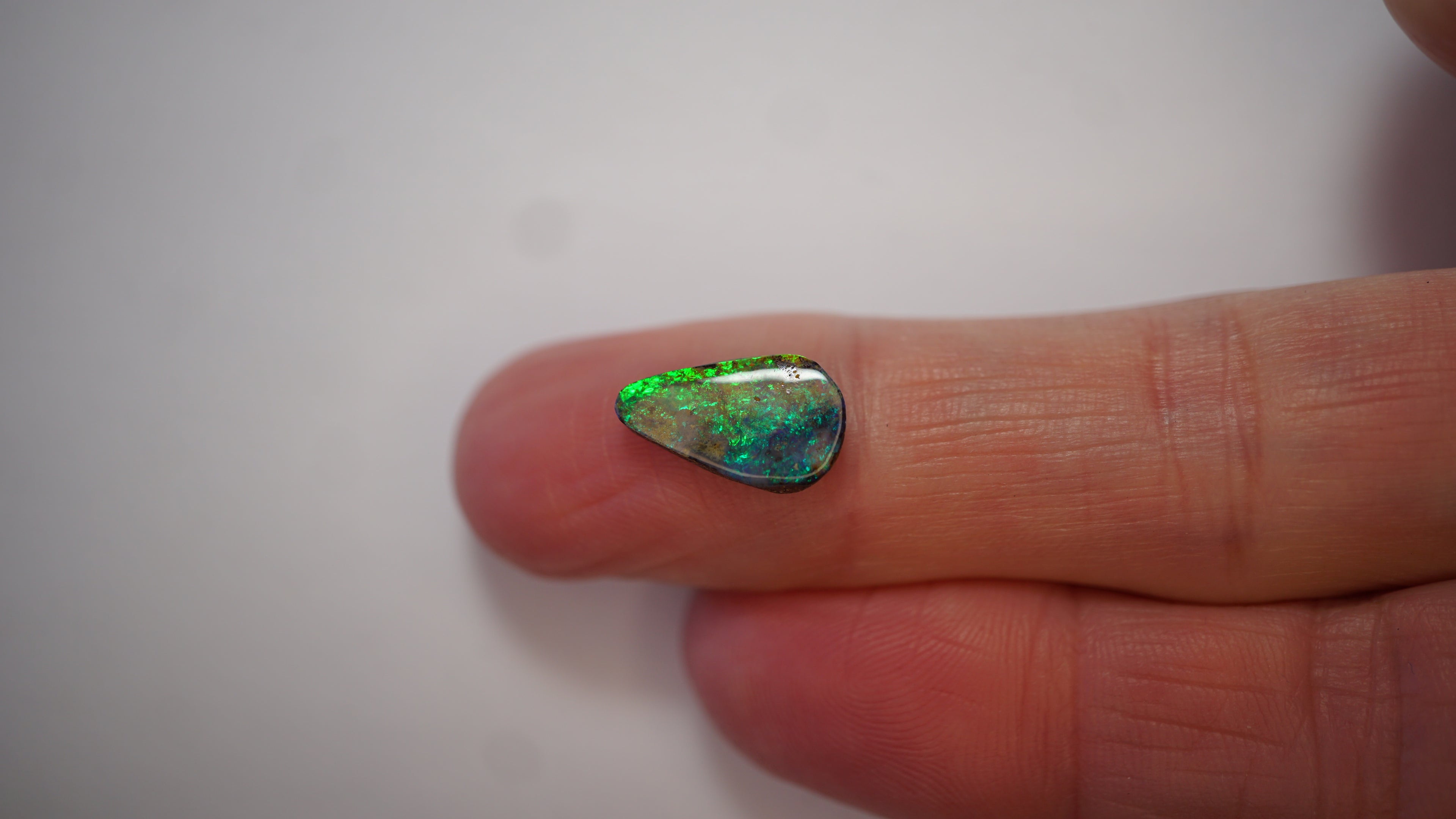 2.4ct Boulder Opal - Neon Green Broad Flash