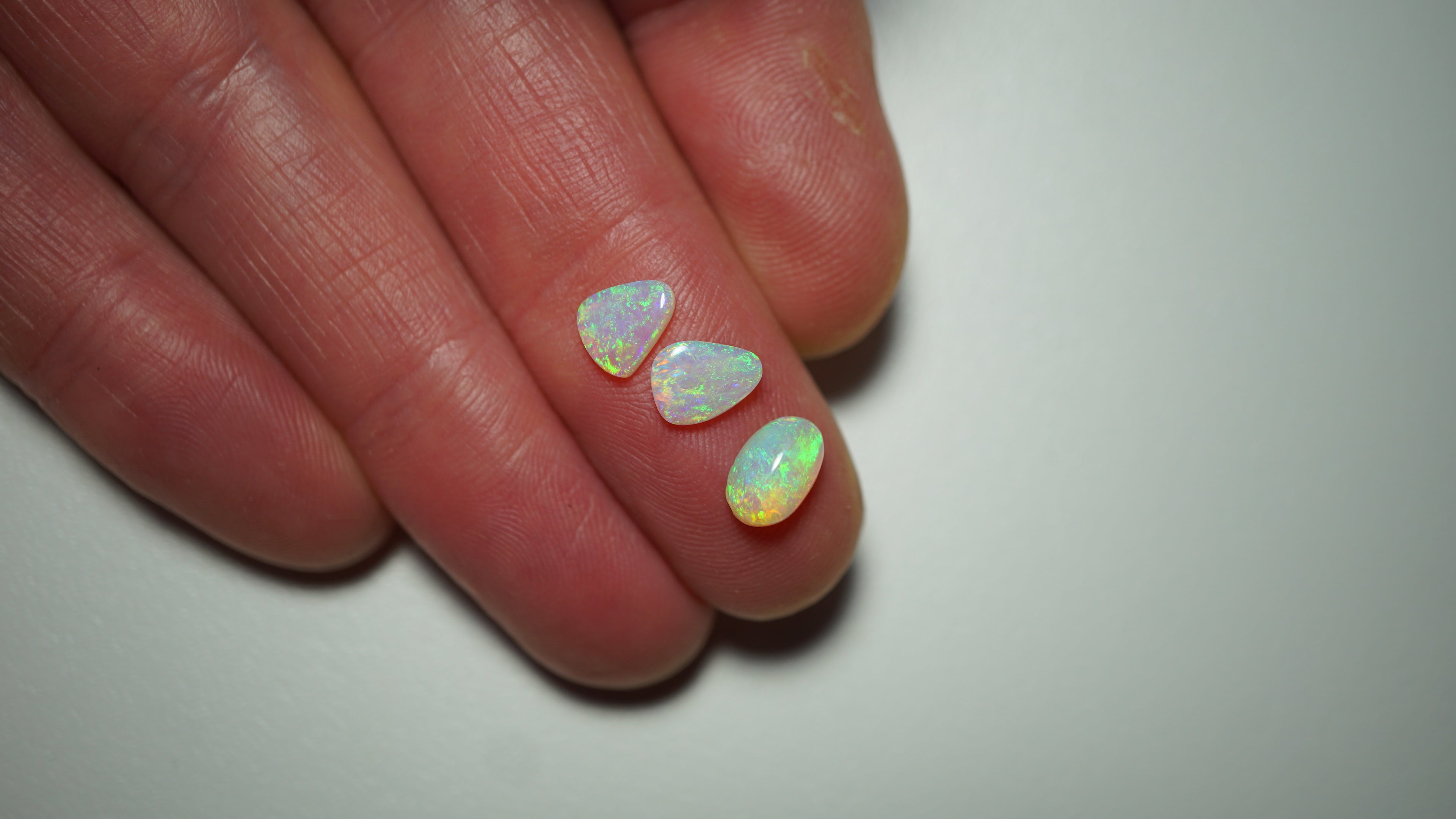 2.75ct Crystal Boulder Opal Trio - Green & Gold Pinfire from SW Queensland