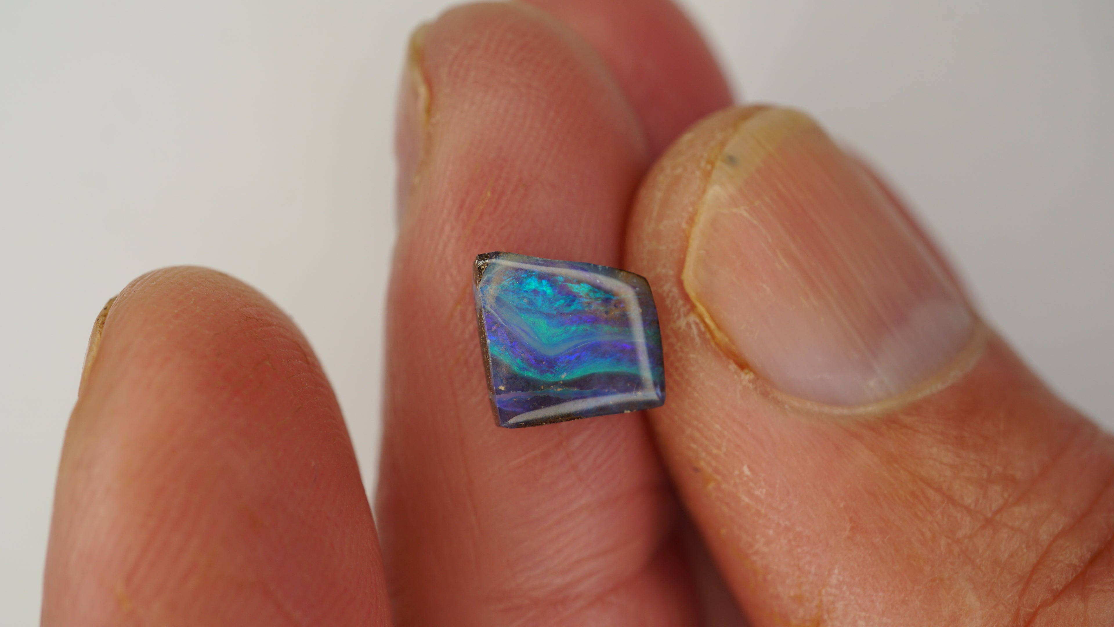 Aurora Wave Boulder Opal - Blue with Green & Purple Bars of Play
