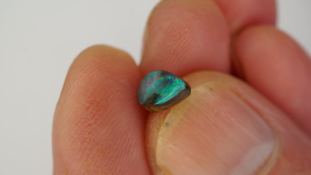 1.3 ct Dark Green Boulder Opal - Green & Orange Colour Play