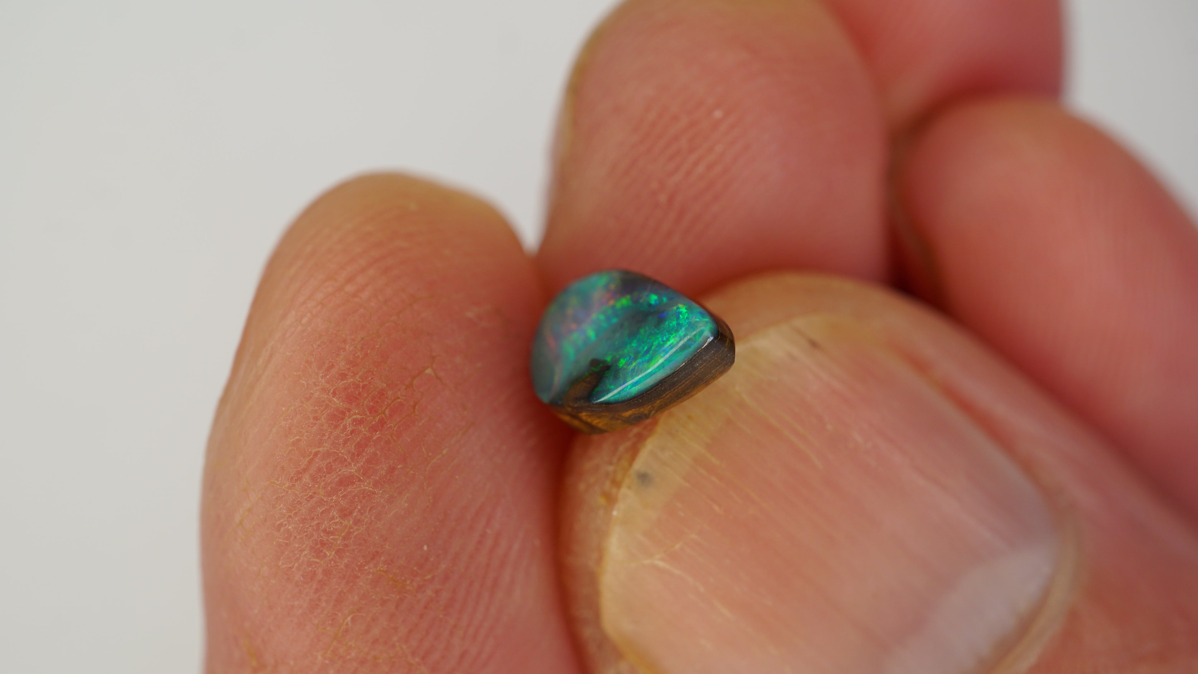 1.3 ct Dark Green Boulder Opal - Green & Orange Colour Play