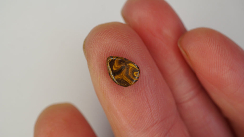 1.3 ct Dark Green Boulder Opal - Green & Orange Colour Play