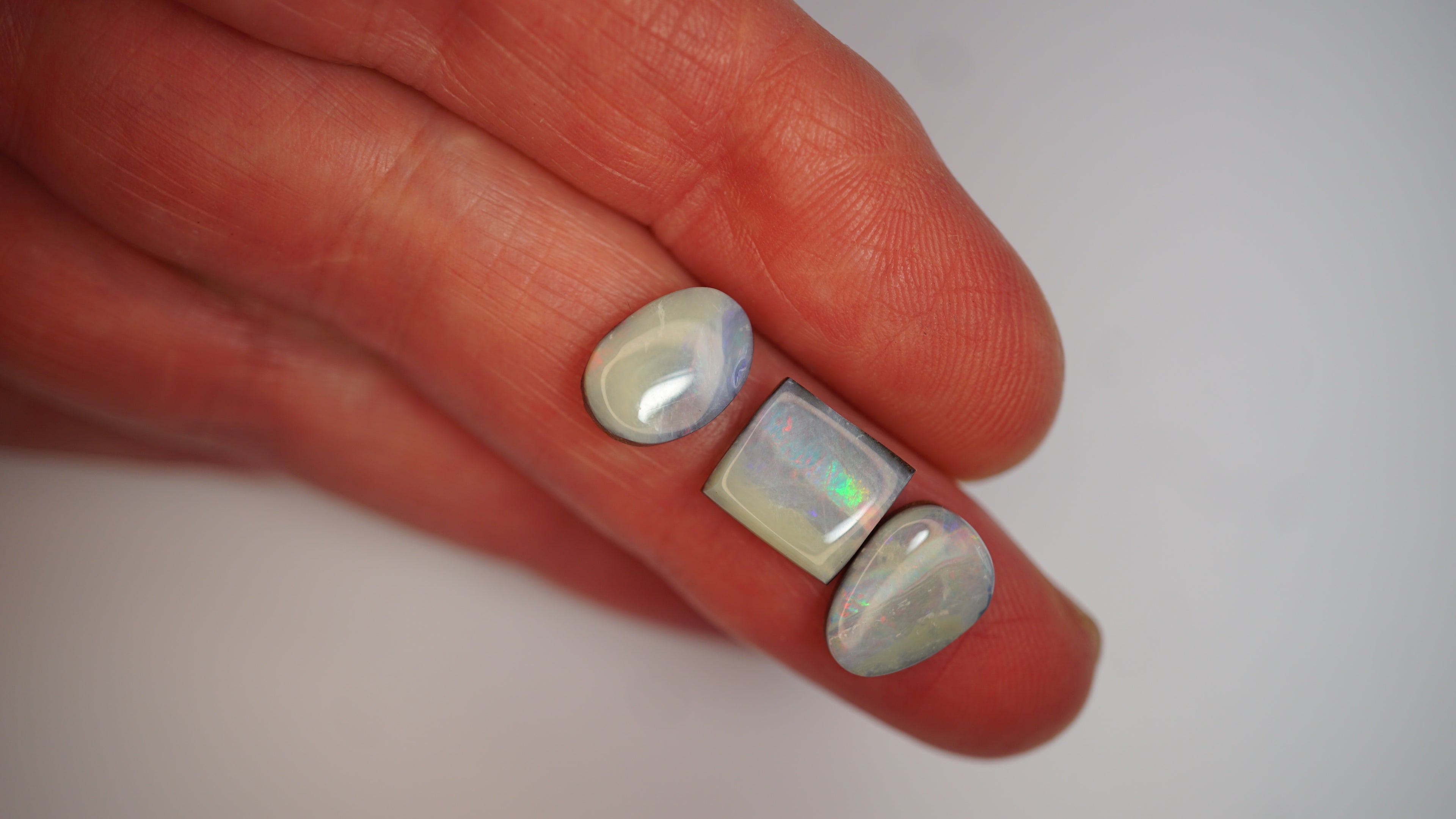 9.25ct Boulder Opal Trio - Lavender Base with Soft Multicolour Fire