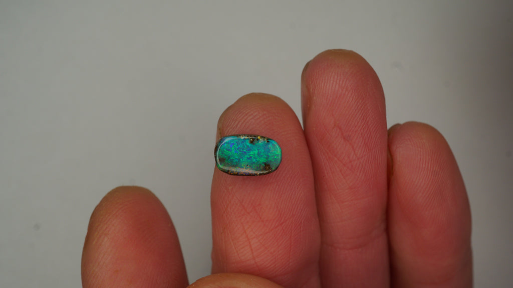Ocean Current Boulder Opal - Green with Swirling Green & Blue Pinfire