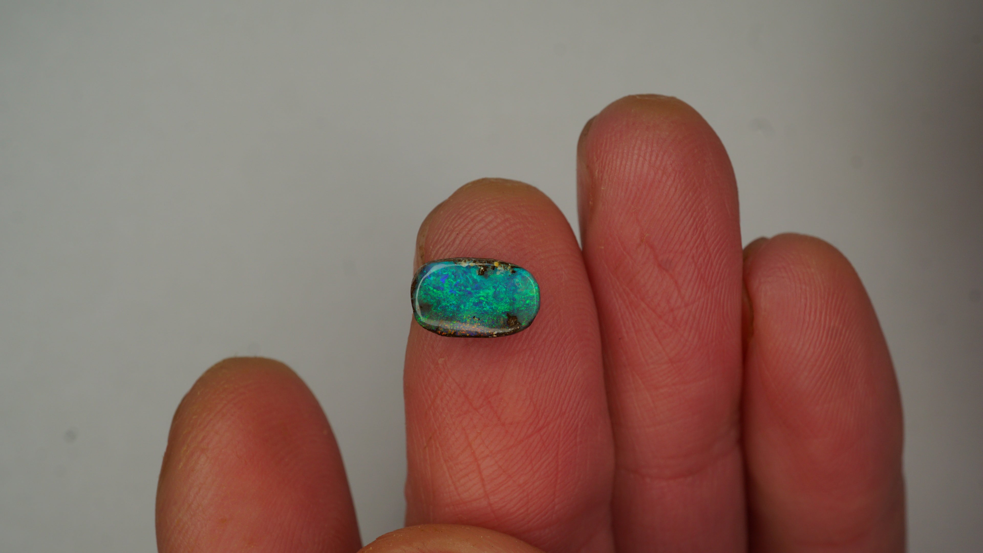 Ocean Current Boulder Opal – Green with Swirling Green & Blue Pinfire