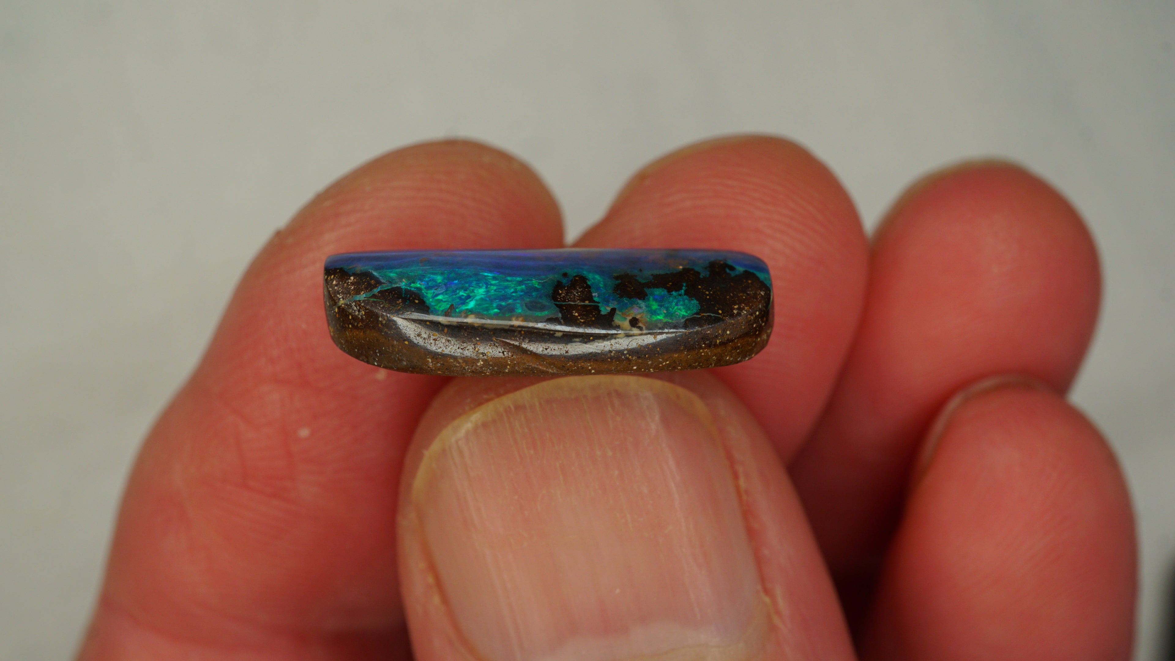 9.1ct Boulder Opal - Aqua & Steel Blue Play on Medium-Deep Blue Host Body Tone
