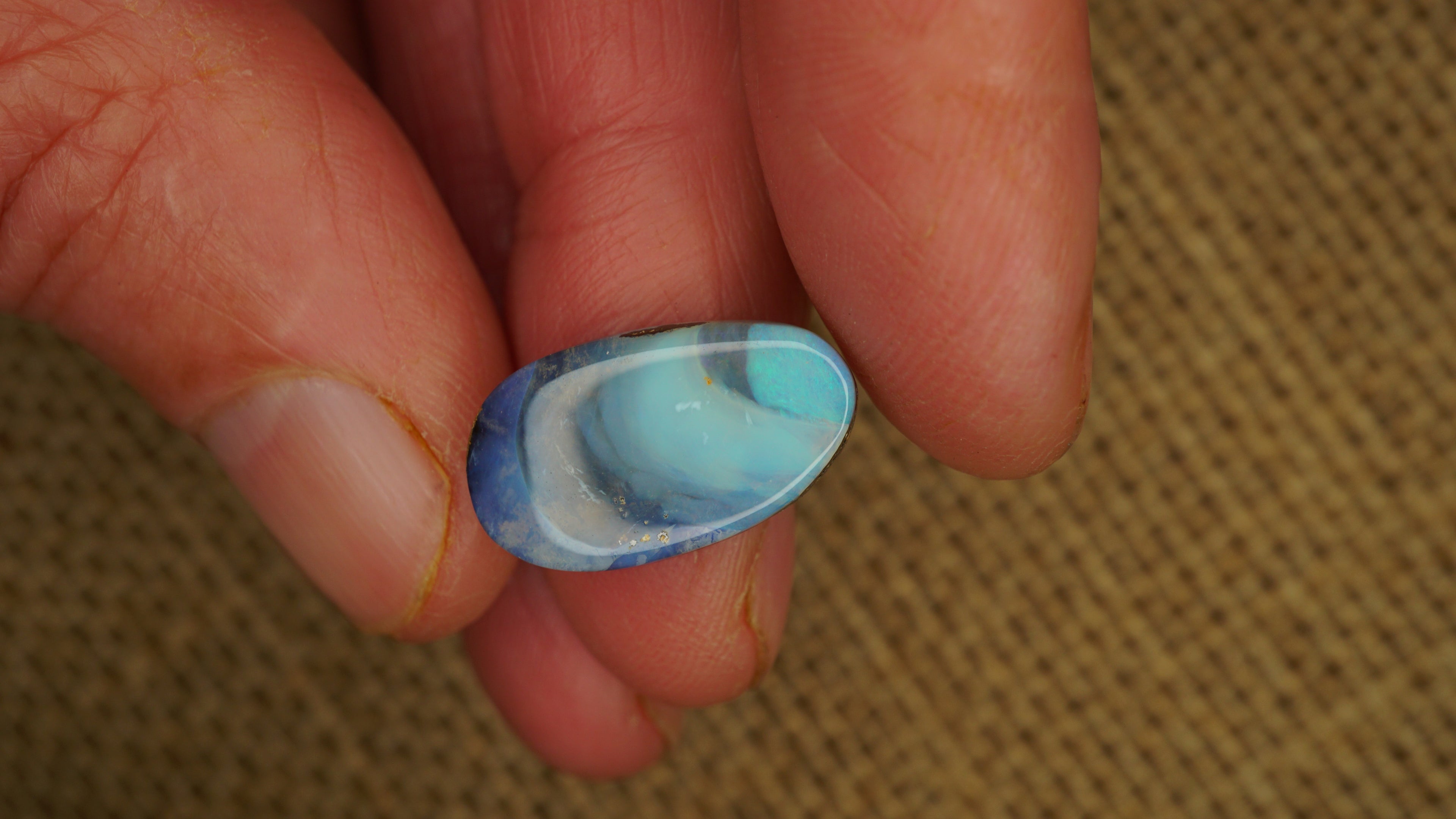 7.1ct Boulder Opal - Blue & Green Play with Concentrated Aqua on Natural Host Body Tone