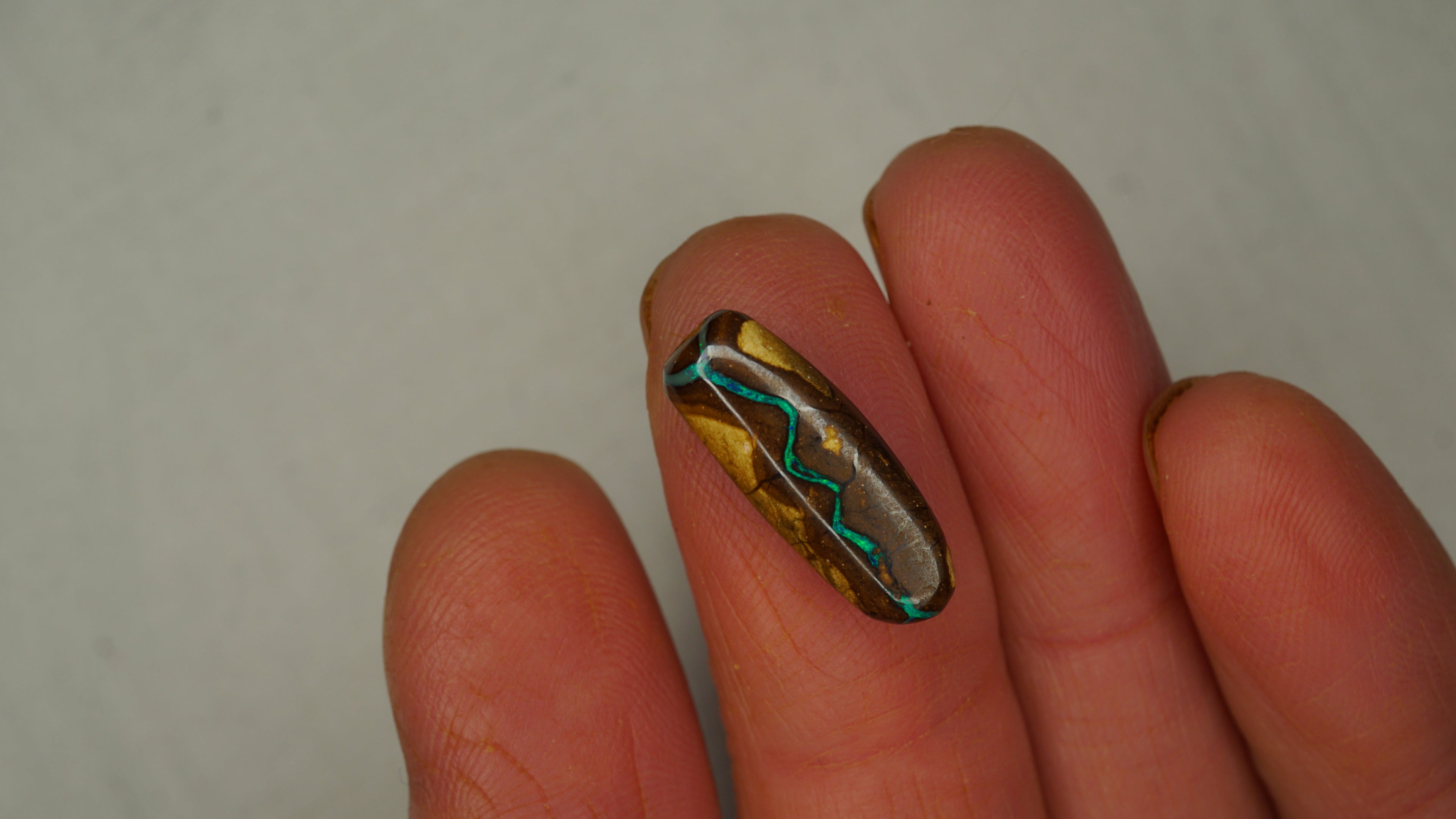 7.4ct Matrix Boulder Opal - Neon Green Fire on Earthy Host Body Tone