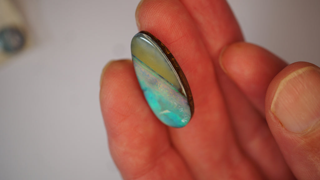 16.7 ct Boulder Opal - Aqua Blue Base with Rolling Teal & Green Flash
