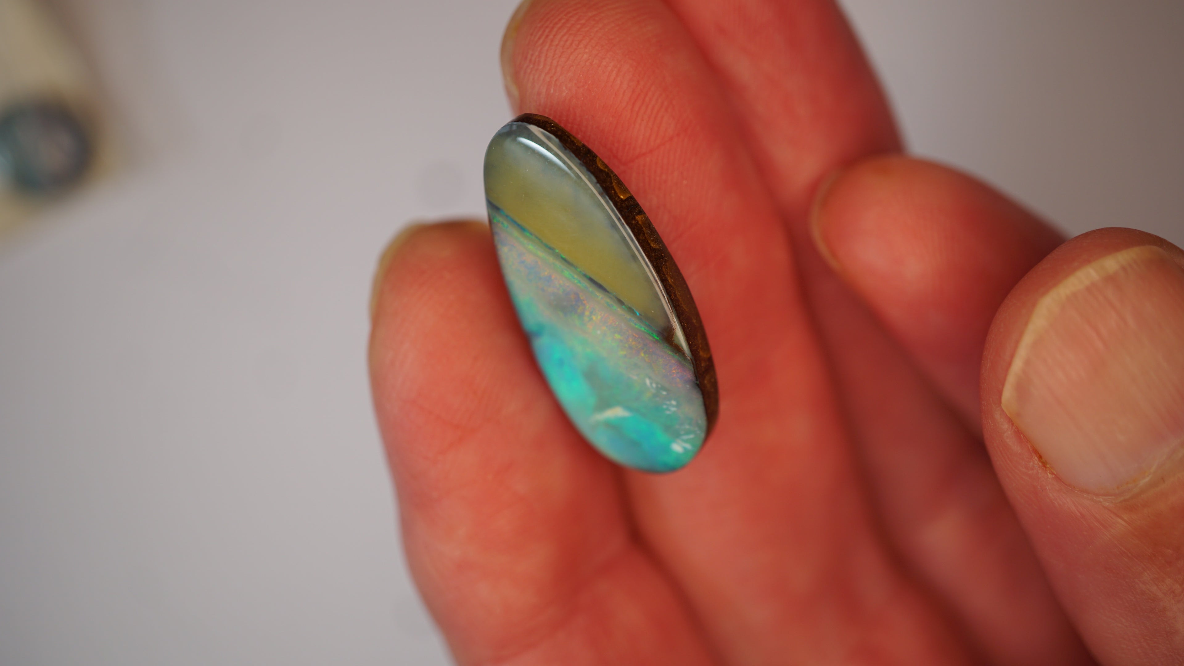 16.7 ct Boulder Opal - Aqua Blue Base with Rolling Teal & Green Flash