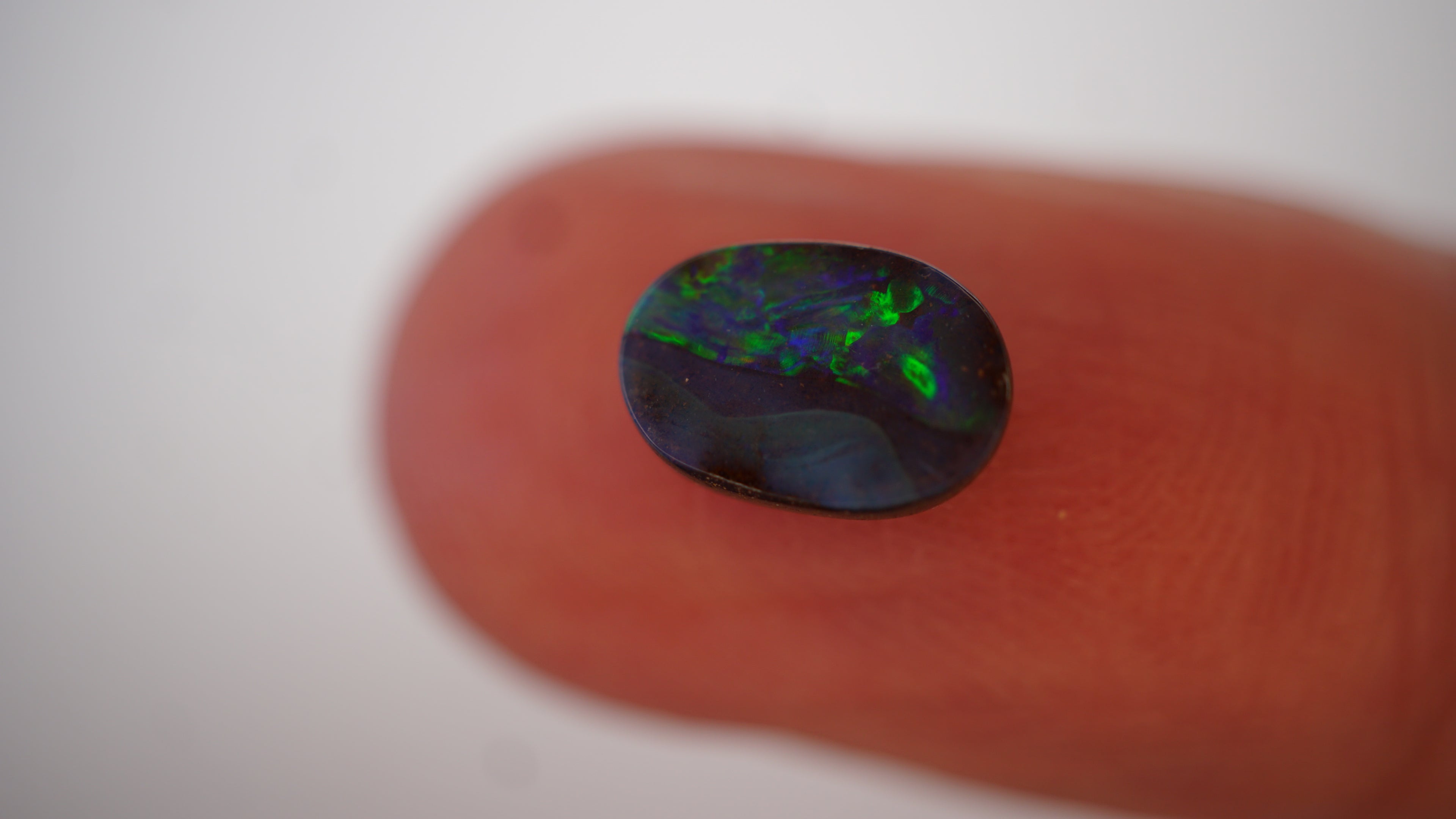1.3ct Boulder Opal - Neon Green Fire on Deep Blue Base