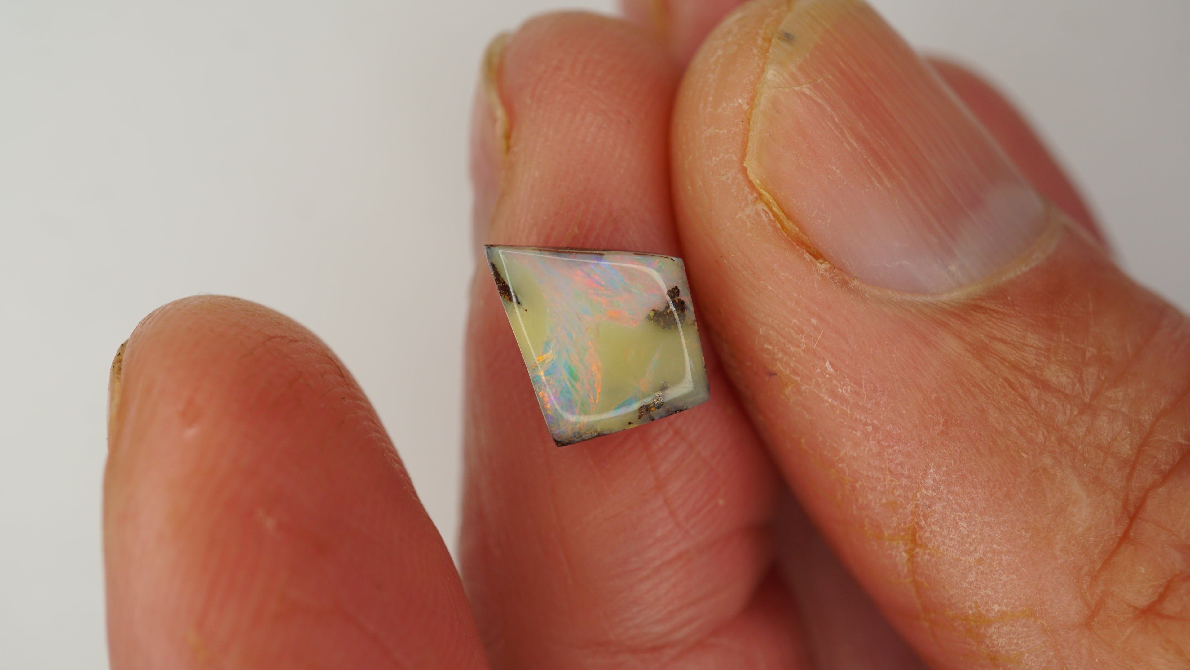 2.2 ct Kite-Shaped Boulder Opal - Soft Pastel Colour Play