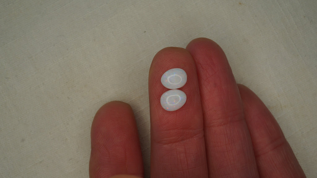 2.6ct Matched White Opal Pair - Soft Pastel Fire