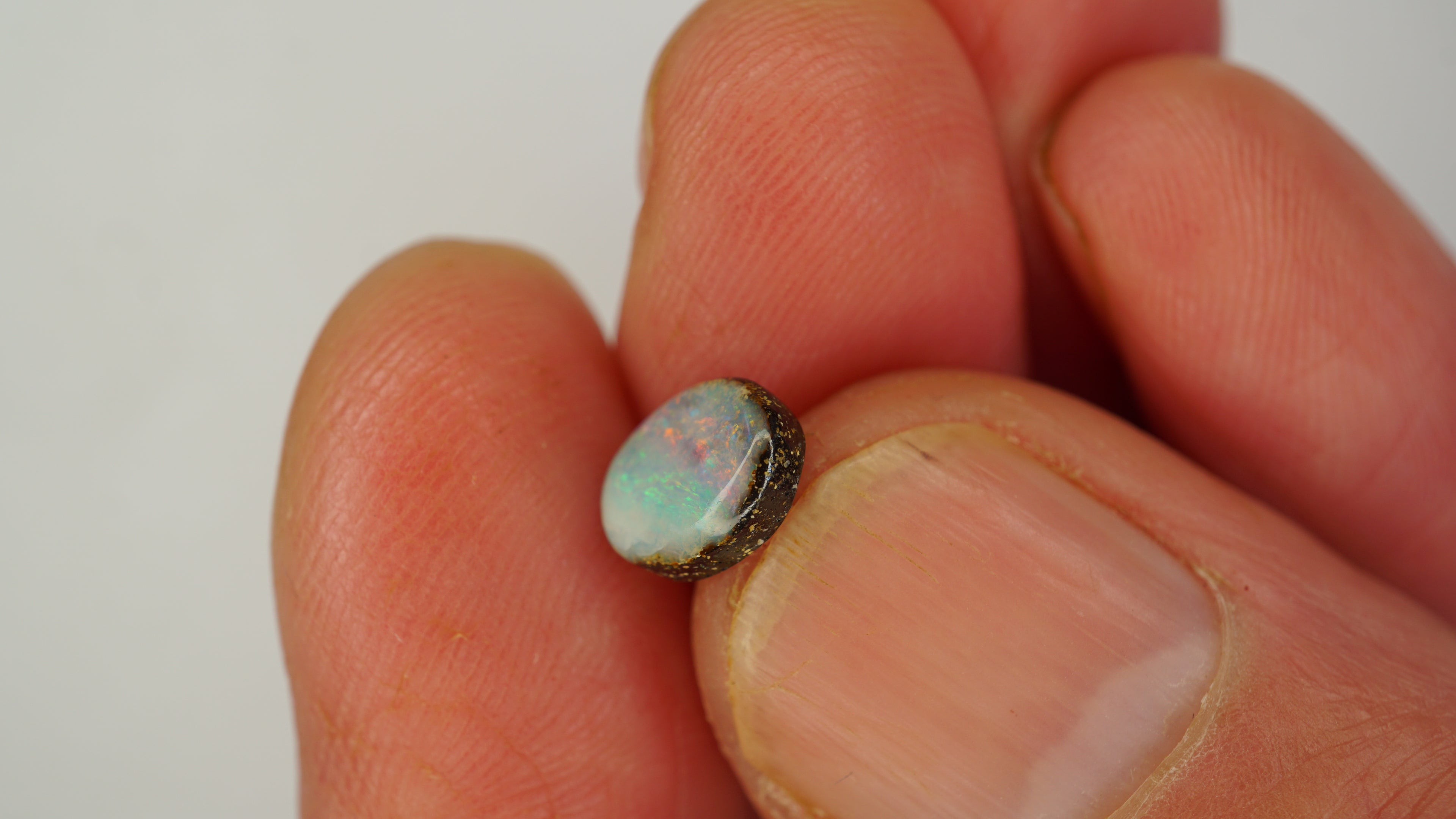 1.6ct Boulder Opal - Red & Green Pinfire Bands