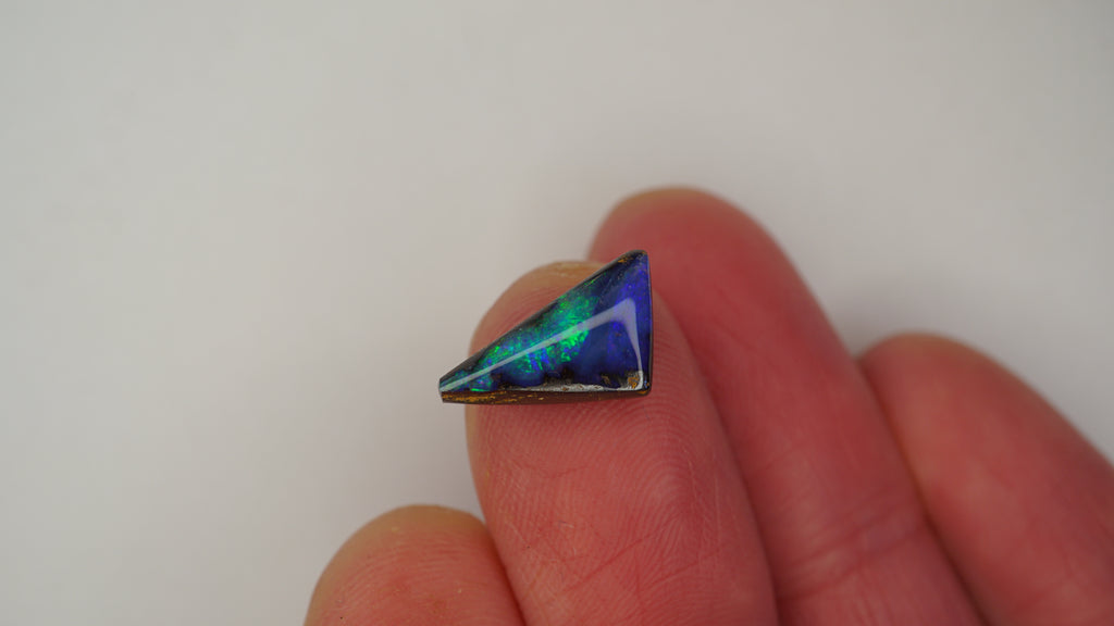 3.8ct Boulder Opal - Green Fire on Dark Blue Base