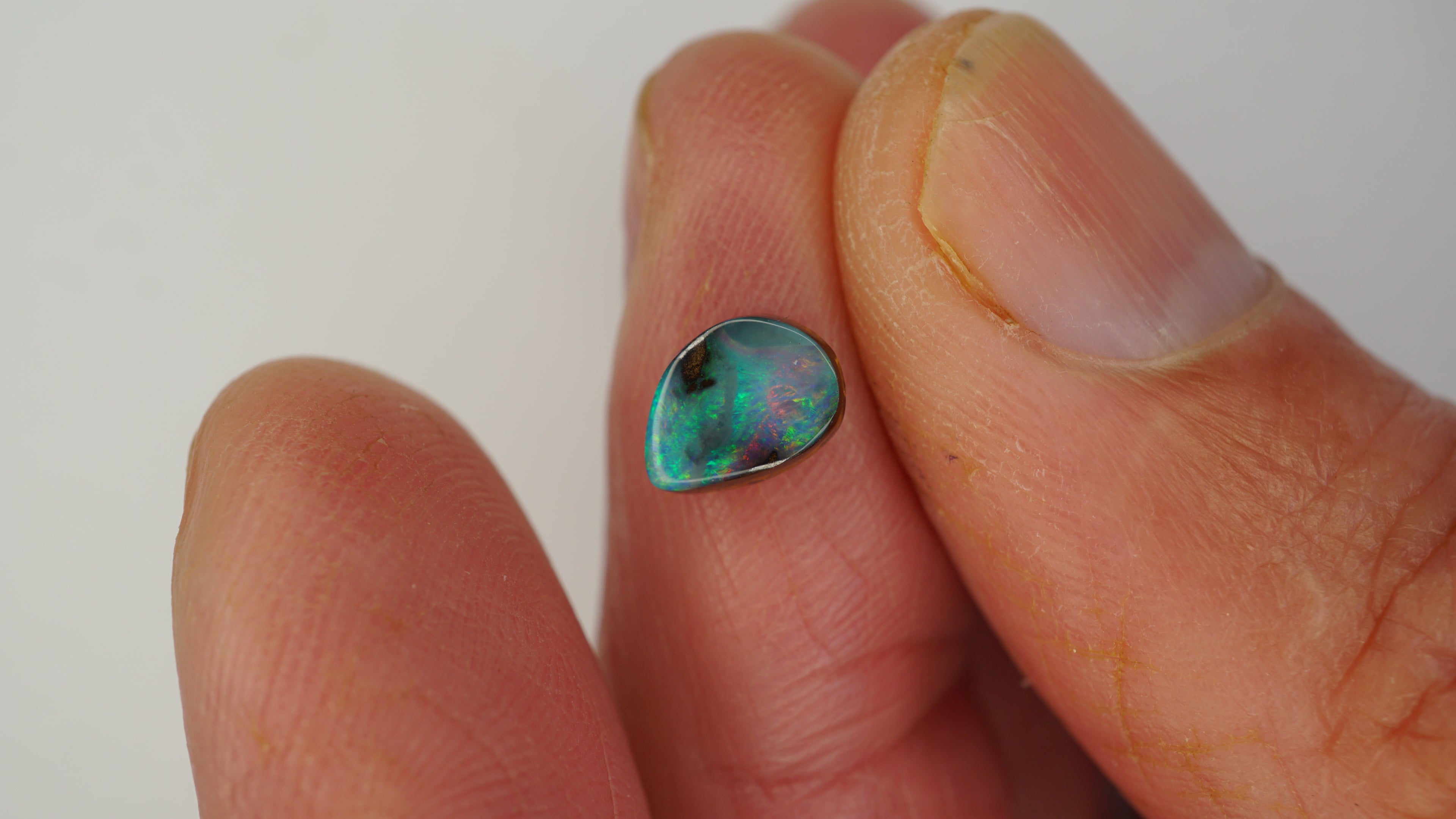 1.3 ct Dark Green Boulder Opal - Green & Orange Colour Play