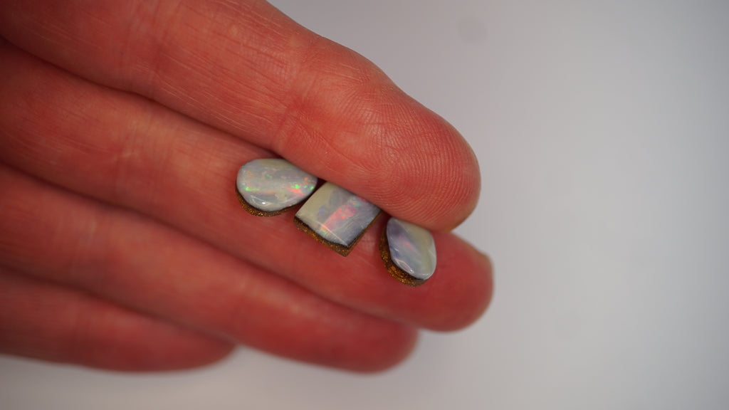 9.25ct Boulder Opal Trio - Lavender Base with Soft Multicolour Fire