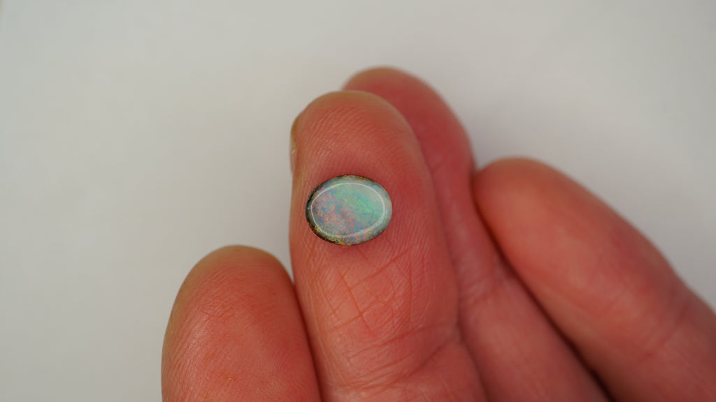 Forest Ember Boulder Opal - Green with Red & Green Pinfire Bands