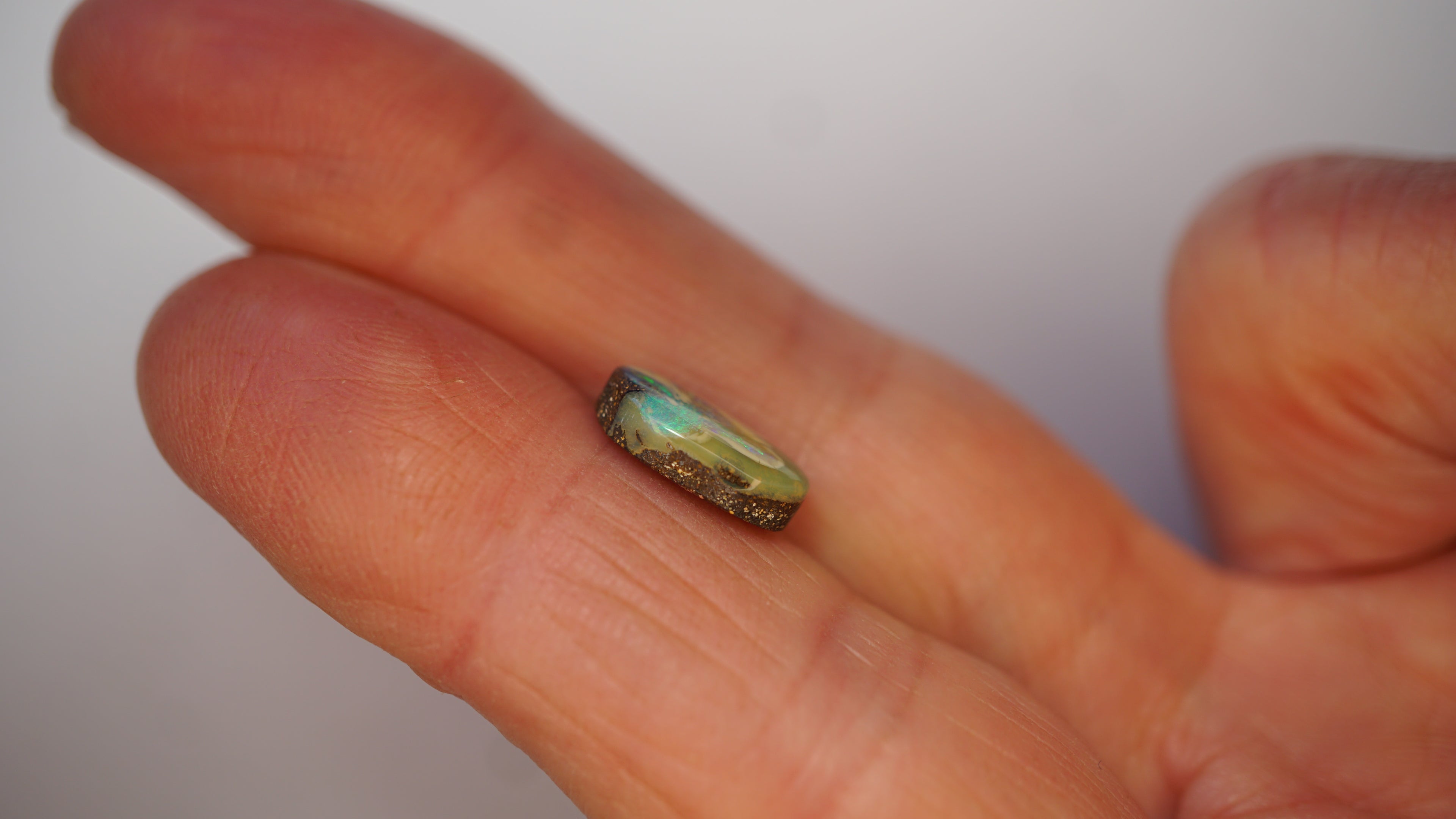 2.8ct Boulder Opal - Blue & Green Fire with Ivory Streak
