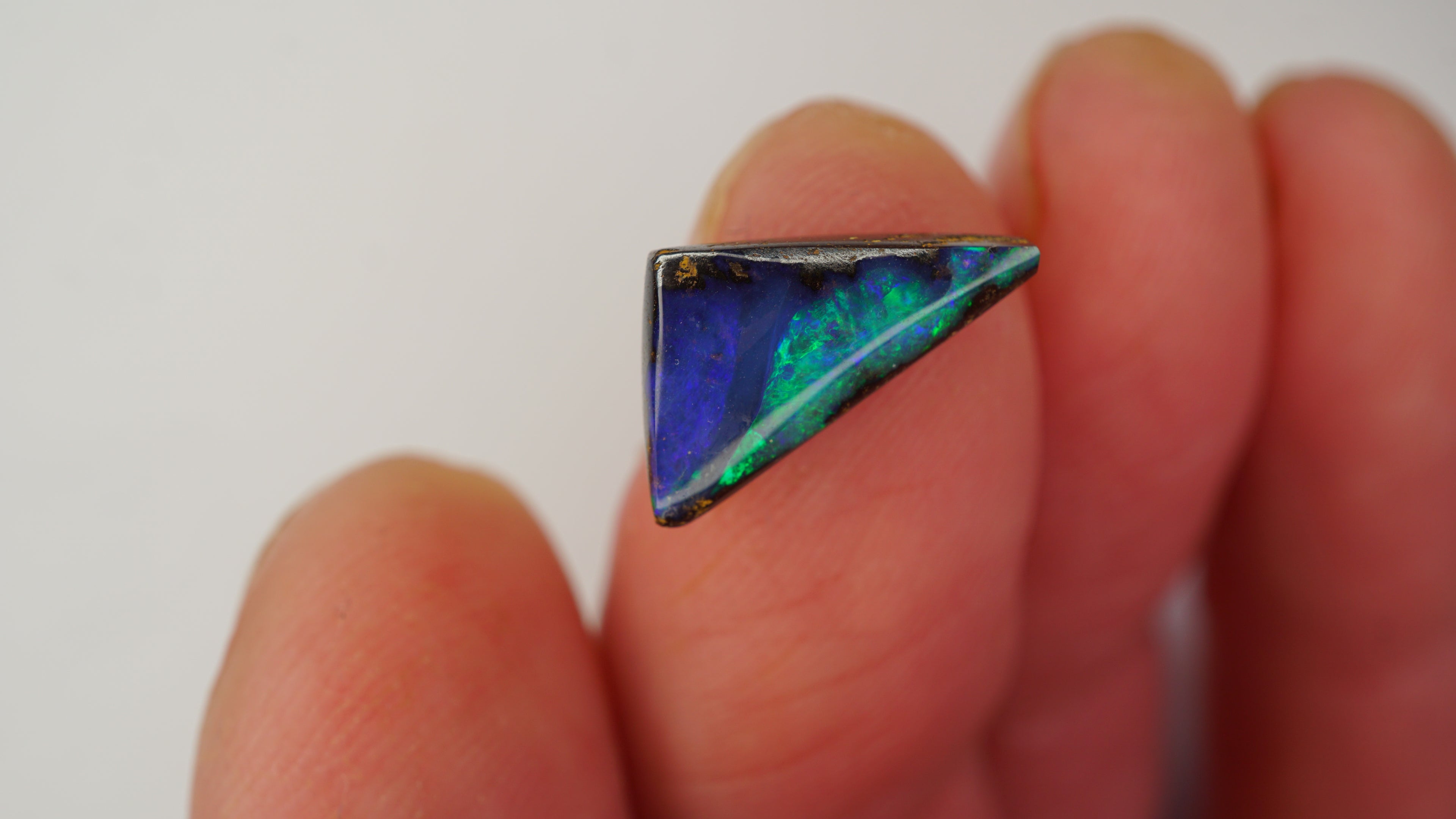 3.8ct Boulder Opal - Green Fire on Dark Blue Base