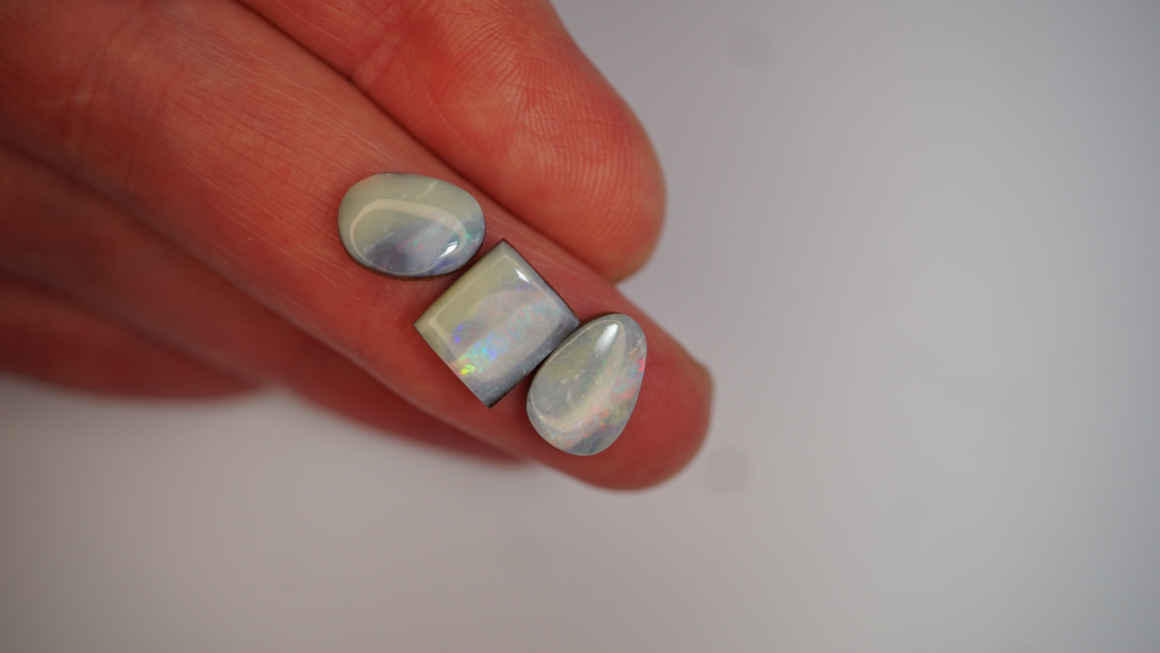 9.25ct Boulder Opal Trio - Lavender Base with Soft Multicolour Fire