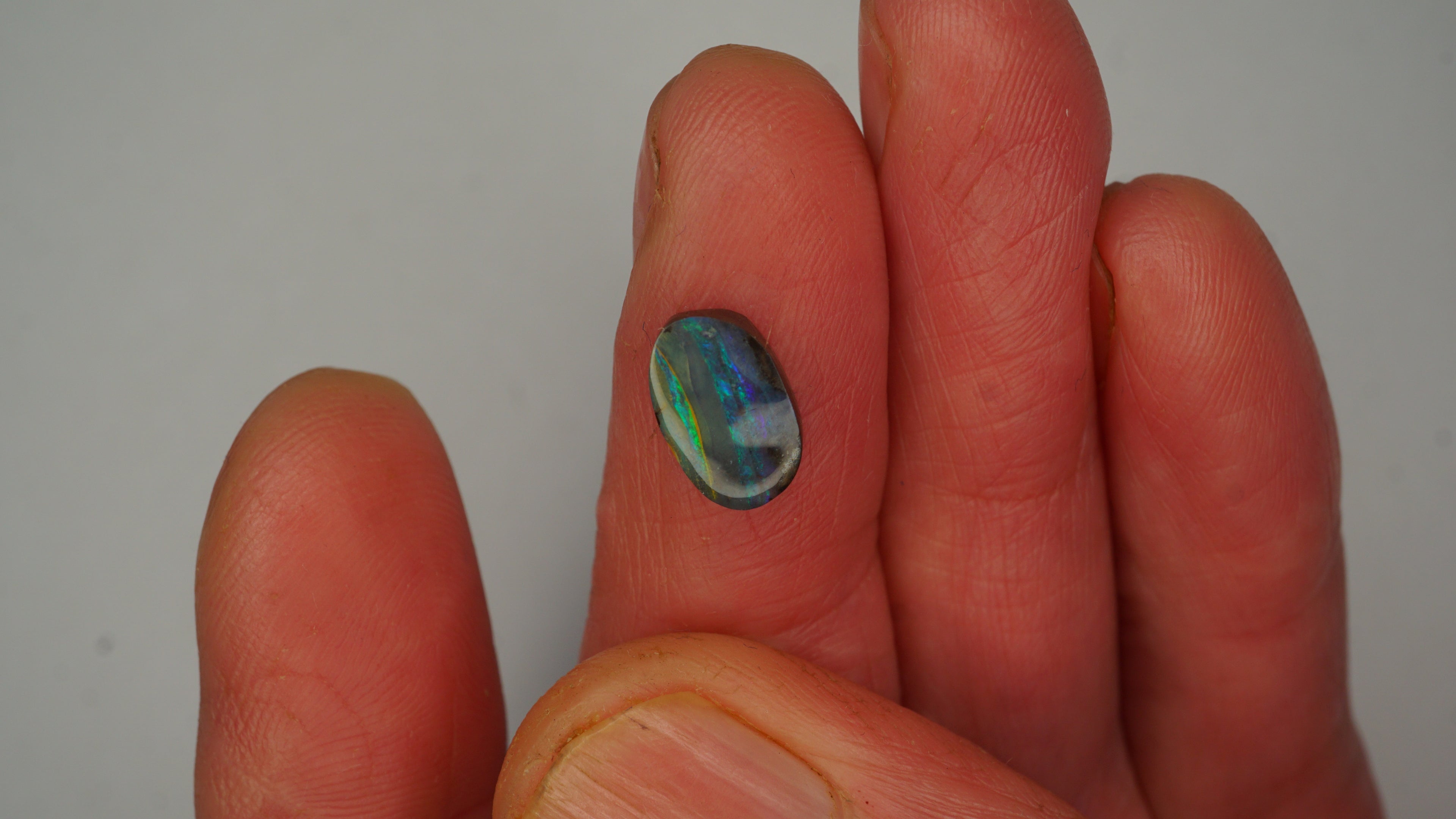 Midnight Stream Boulder Opal - Dark Blue with Electric Green & Blue Streaks