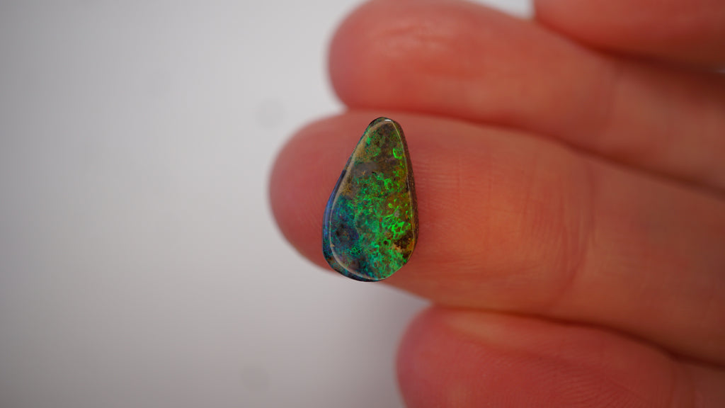 2.4ct Boulder Opal - Neon Green Broad Flash