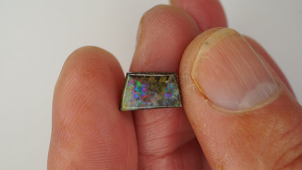 3.2ct Boulder Opal - Green, Purple & Crimson Fire on Host Rock Body Tone