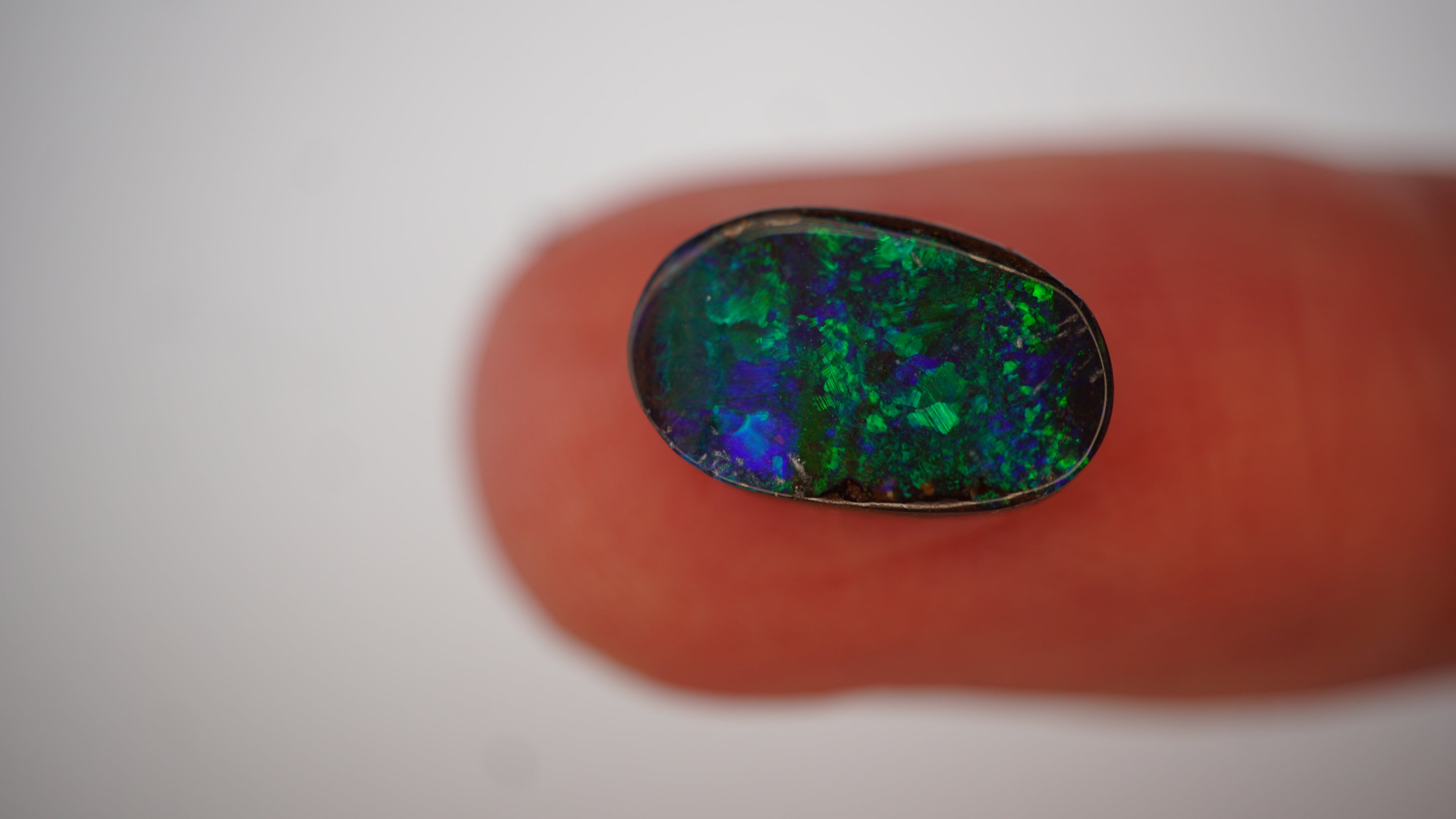 2.6 ct Electric Green Boulder Opal with Wide Viewing Angle