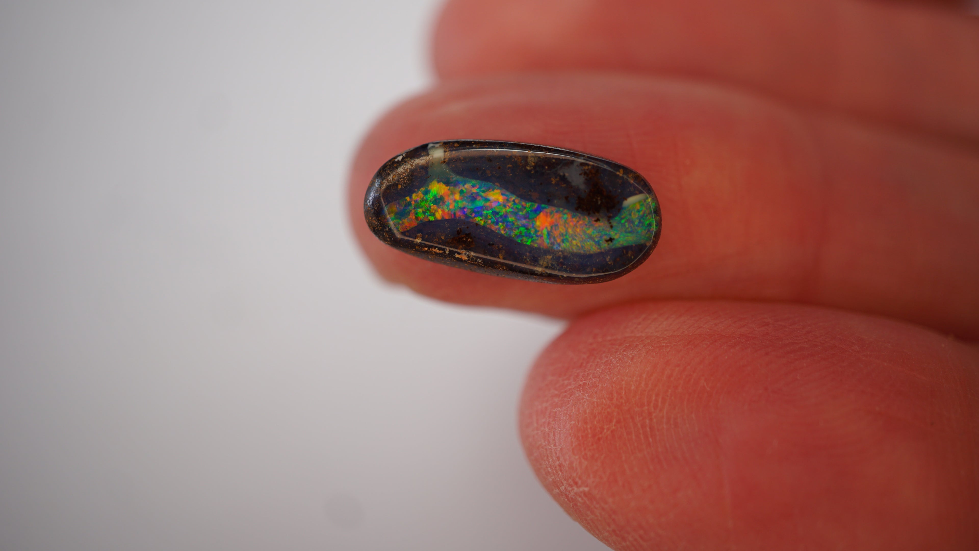 3.6 ct Boulder Opal - Multicolour Pinfire Ribbon in Clear Opal