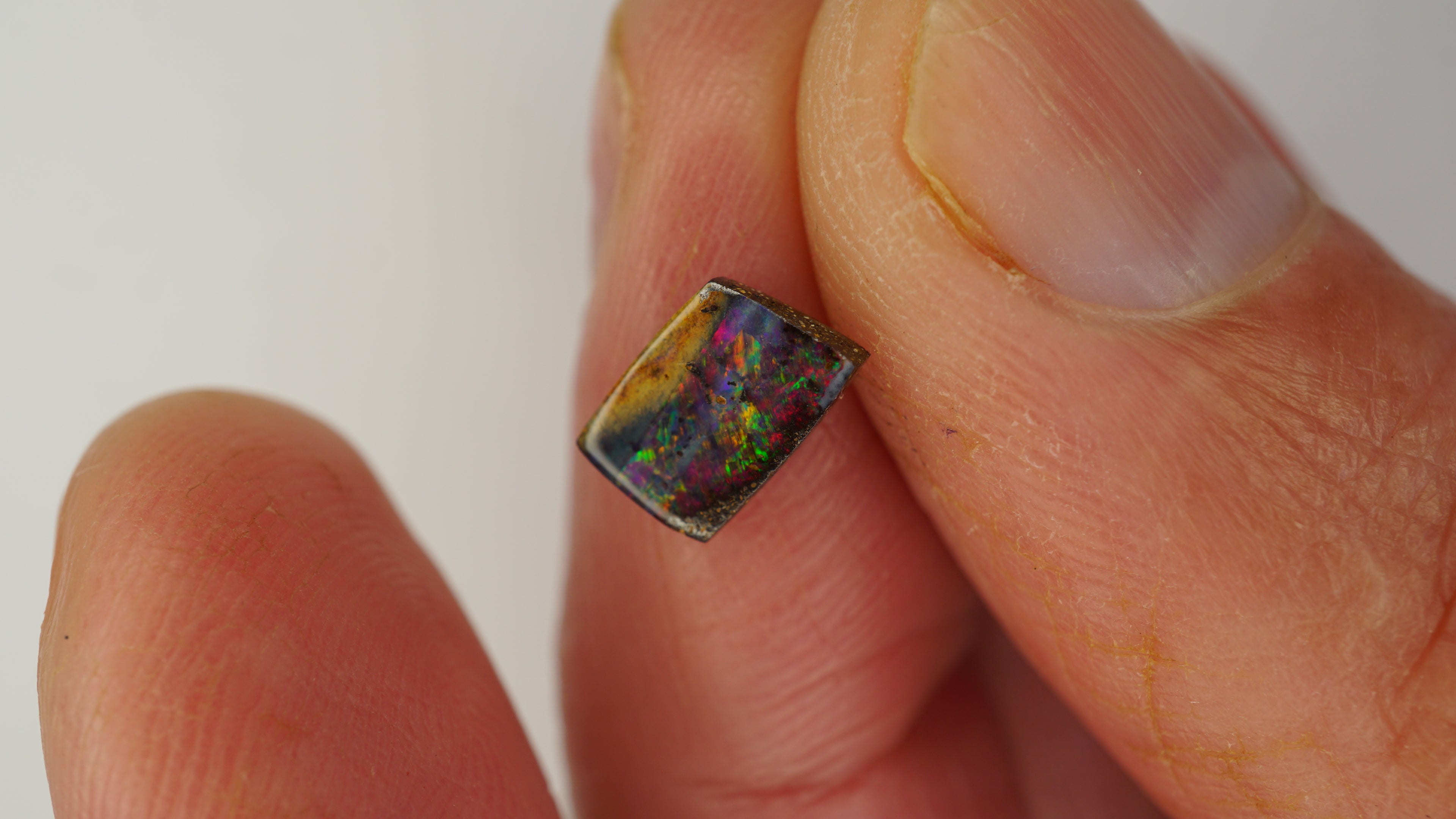 Ember Pulse Boulder Opal - Dark Brown with Purple, Green, Yellow & Crimson Play