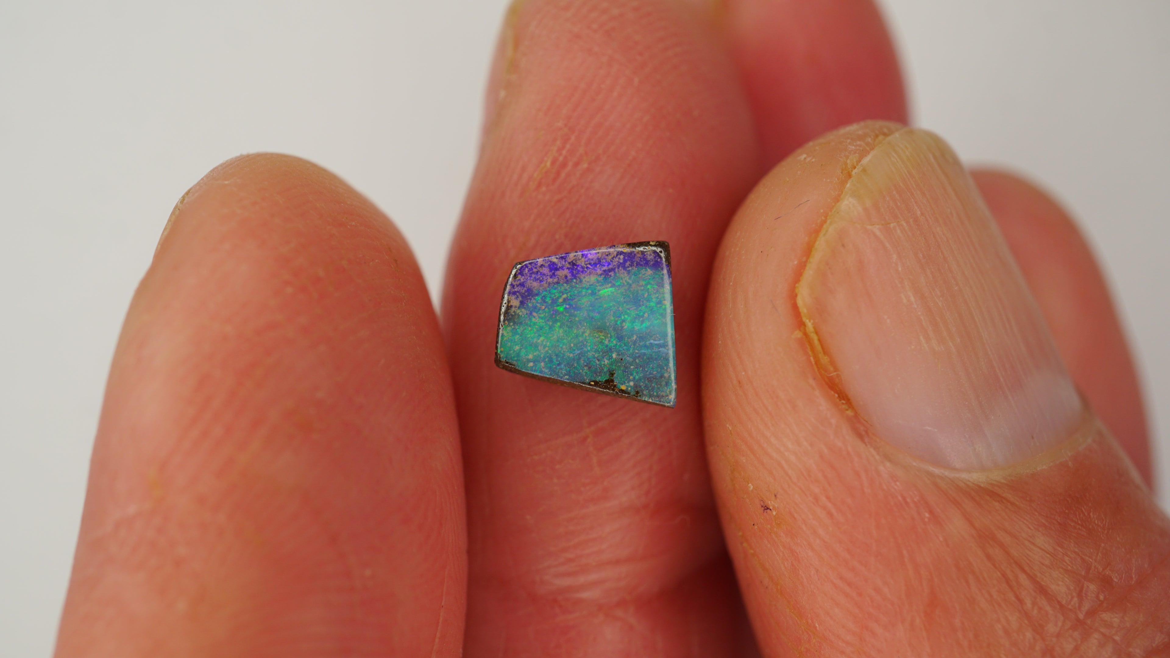 Emerald Flame Boulder Opal - Purple with Bright Green Pinfire Bands