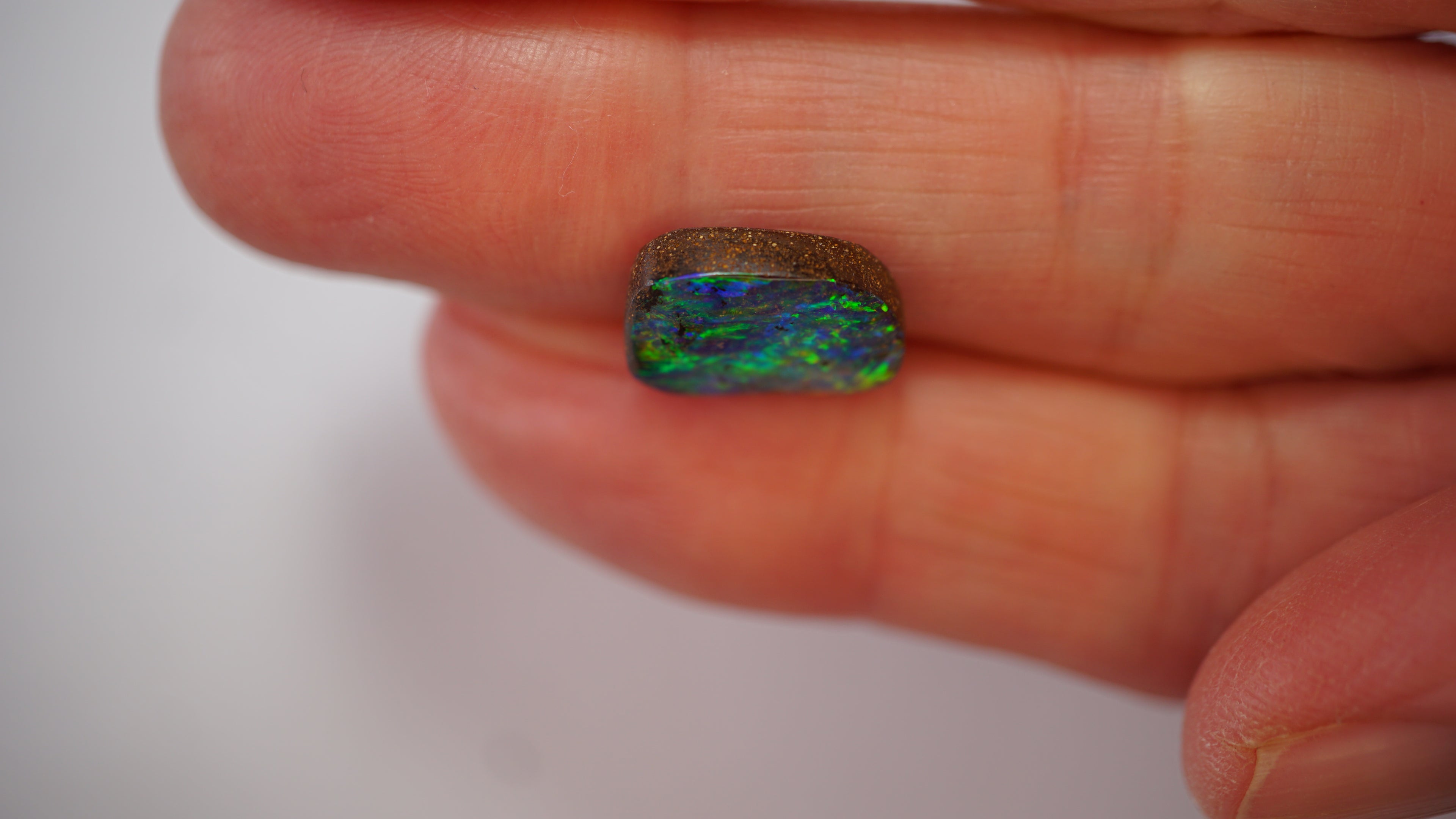 5.3 ct Boulder Opal - Electric Green & Blue Colour Play