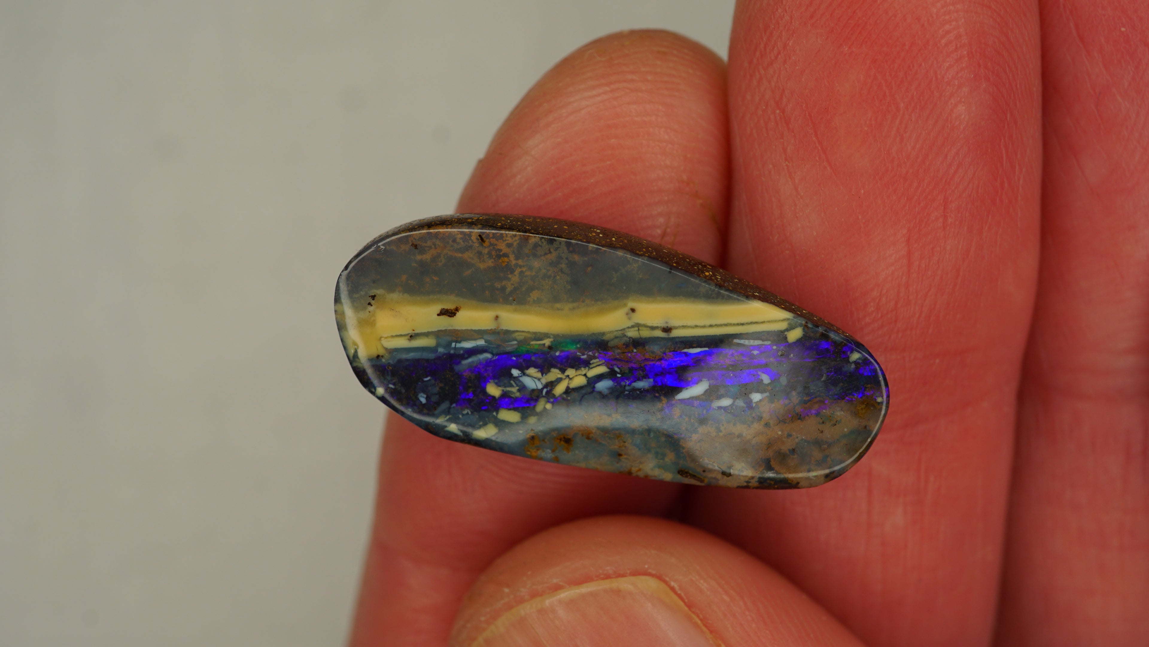 14.0ct Boulder Opal - Bright Purple Band on Natural Host Body Tone