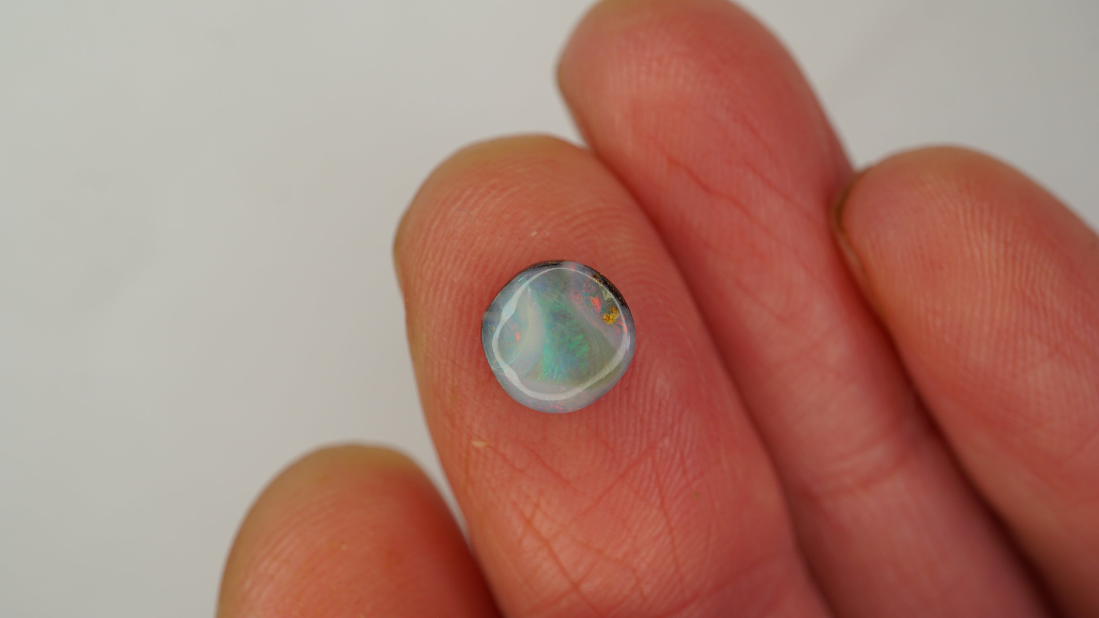 Sunset Mist Boulder Opal - Pink with Flowing Green Play-of-Color