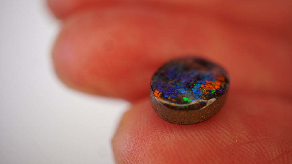 4.3ct Boulder Opal - Green & Blue Play Through Ironstone Matrix with Directional Neon Blue, Orange & Red