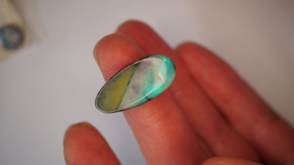 16.7 ct Boulder Opal - Aqua Blue Base with Rolling Teal & Green Flash